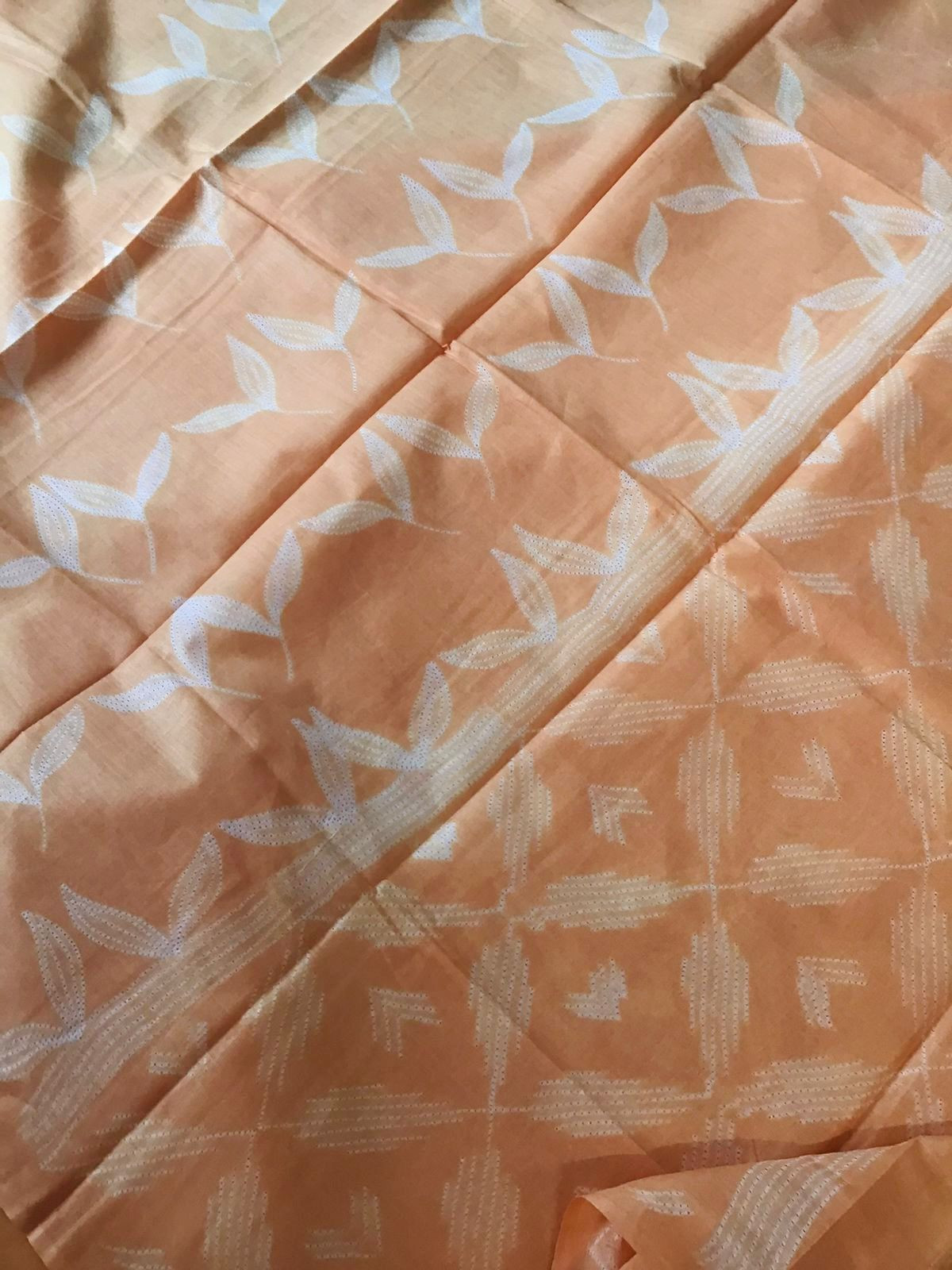 Pure Cotton Shibori Printed Suit - Peach