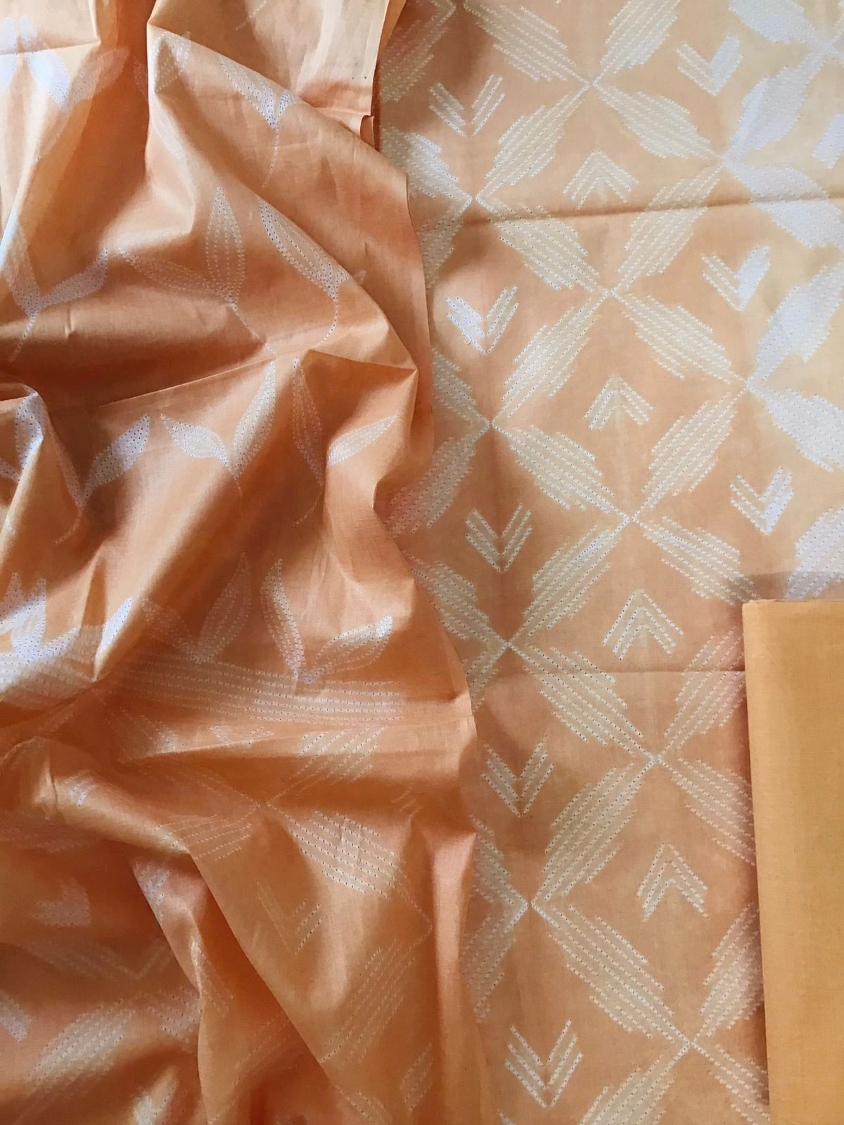 Pure Cotton Shibori Printed Suit - Peach