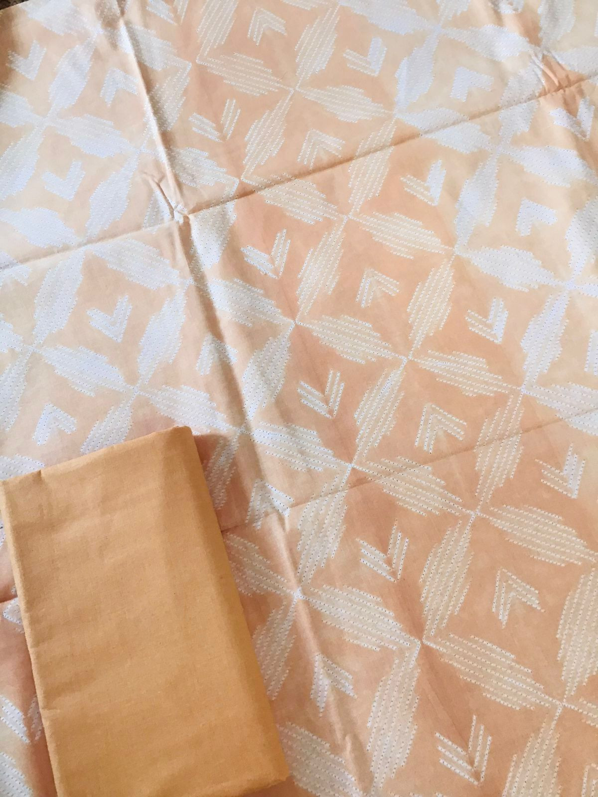 Pure Cotton Shibori Printed Suit - Peach