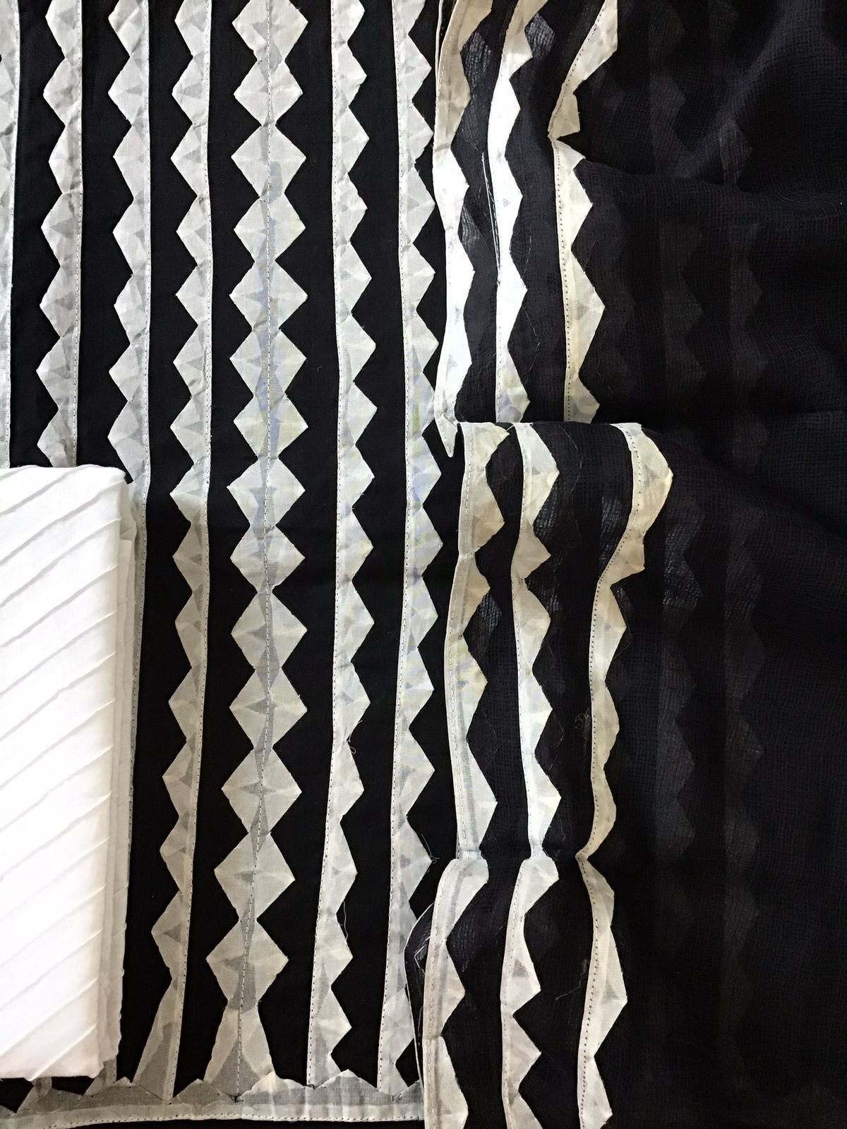 Pure Cotton Applique Work Suit - Black