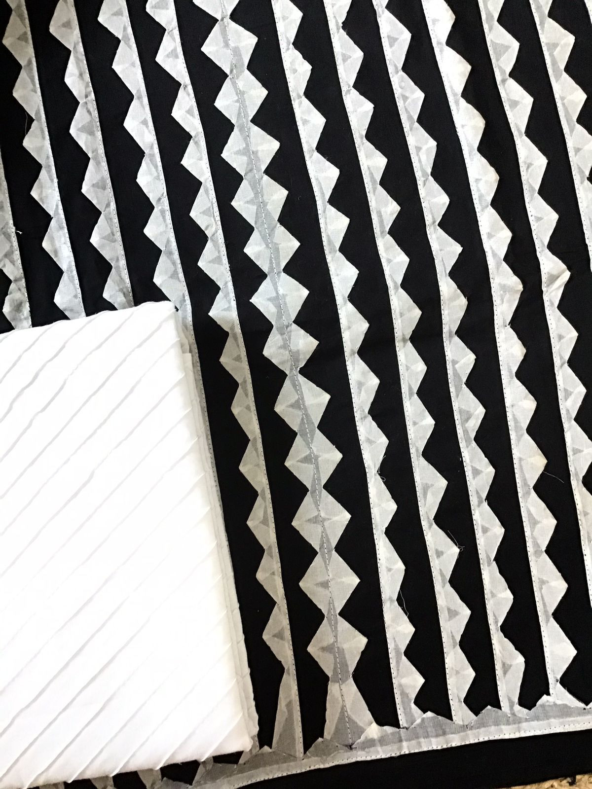 Pure Cotton Applique Work Suit - Black