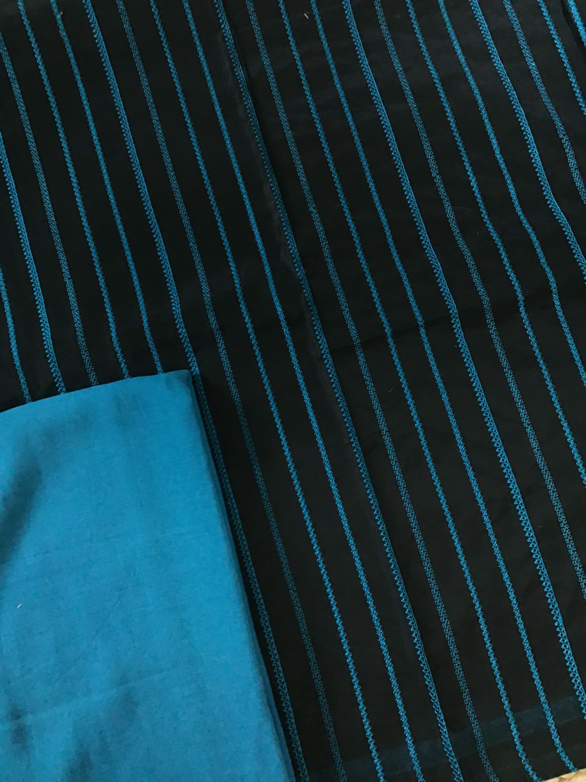 Soft Chanderi Embroidered Suit - Black