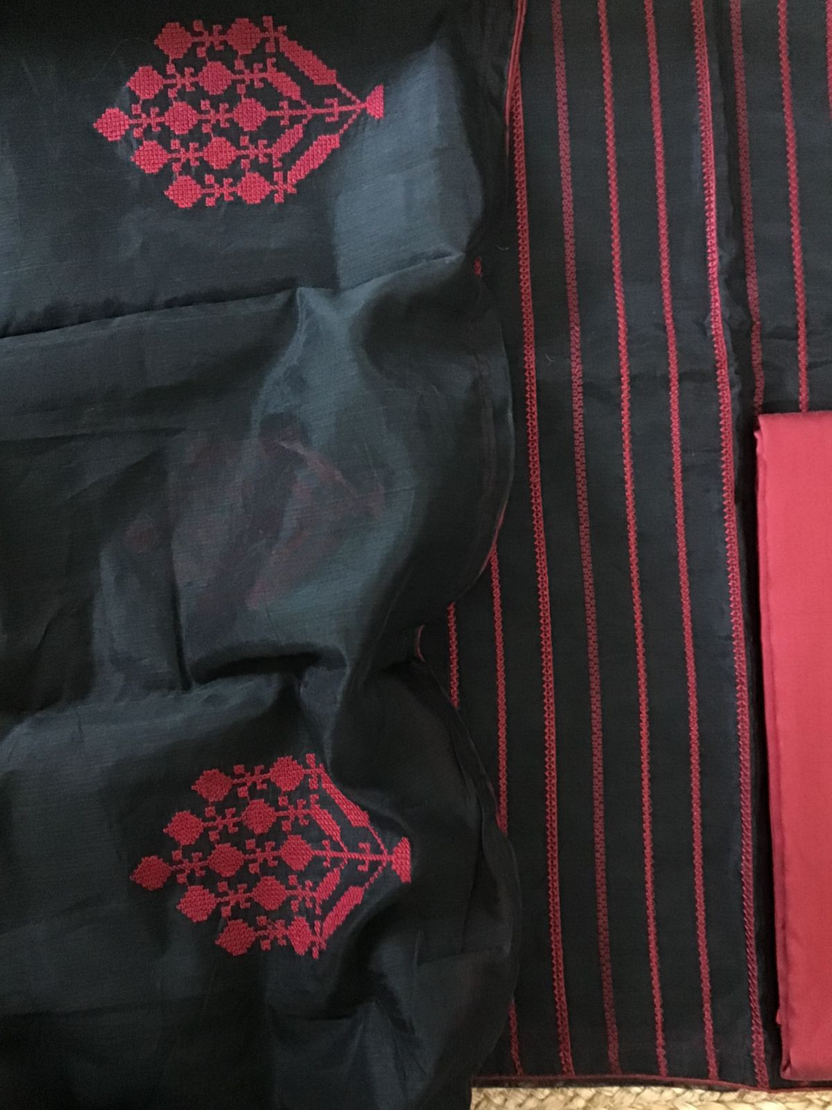 Soft Chanderi Embroidered Suit - Black
