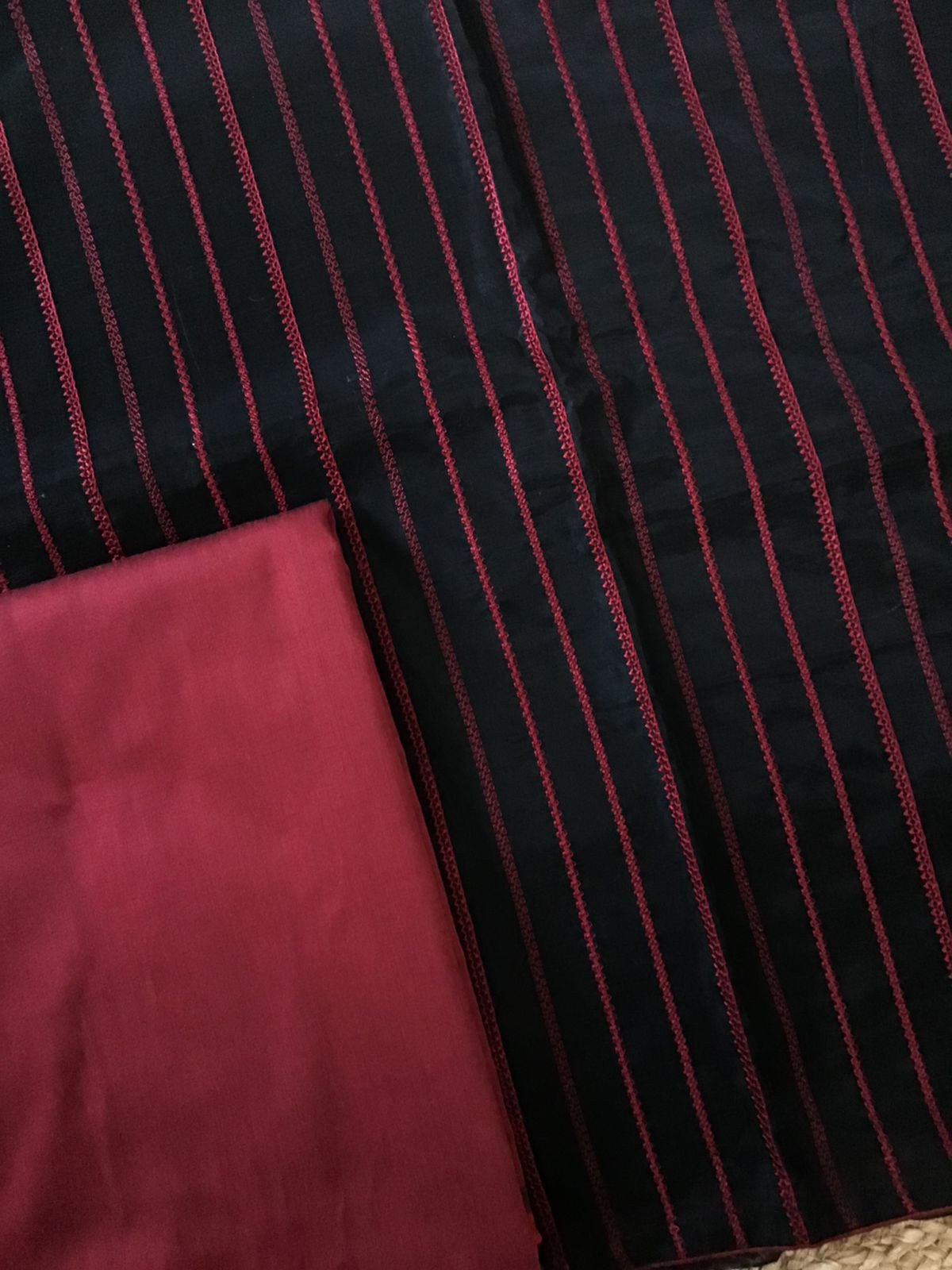 Soft Chanderi Embroidered Suit - Black