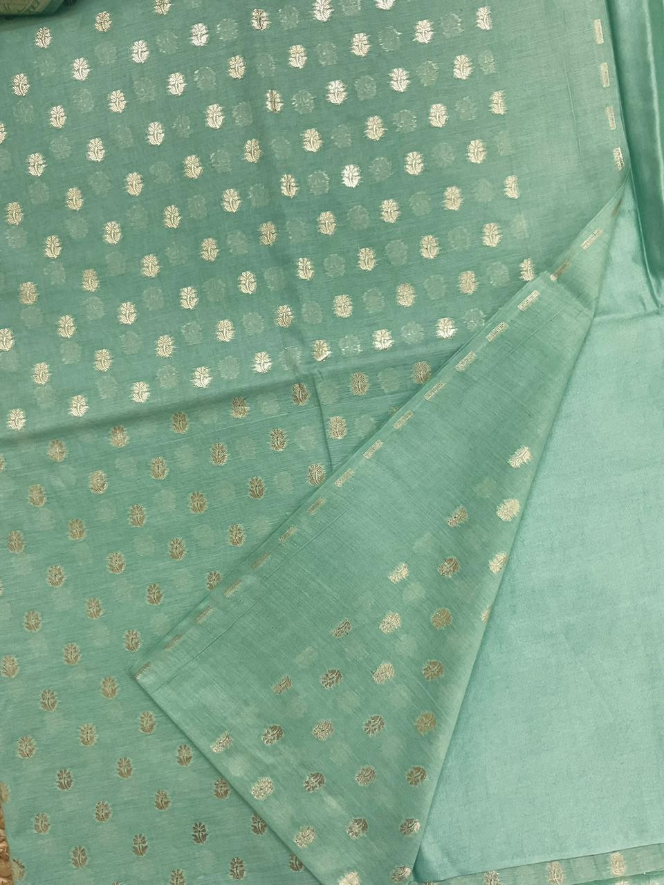 Soft Chanderi Banarasi Weaved Suit - Green
