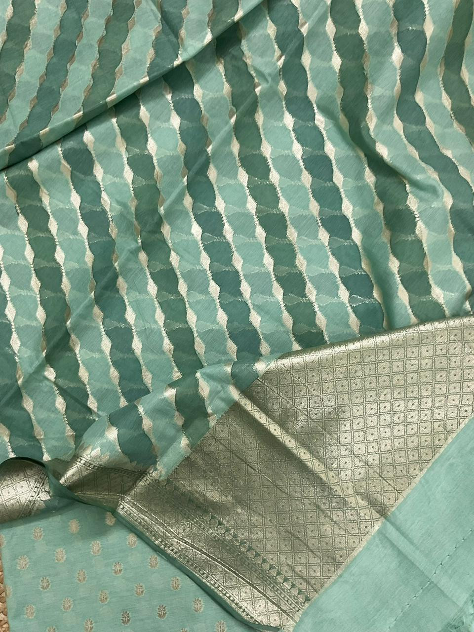 Soft Chanderi Banarasi Weaved Suit - Green