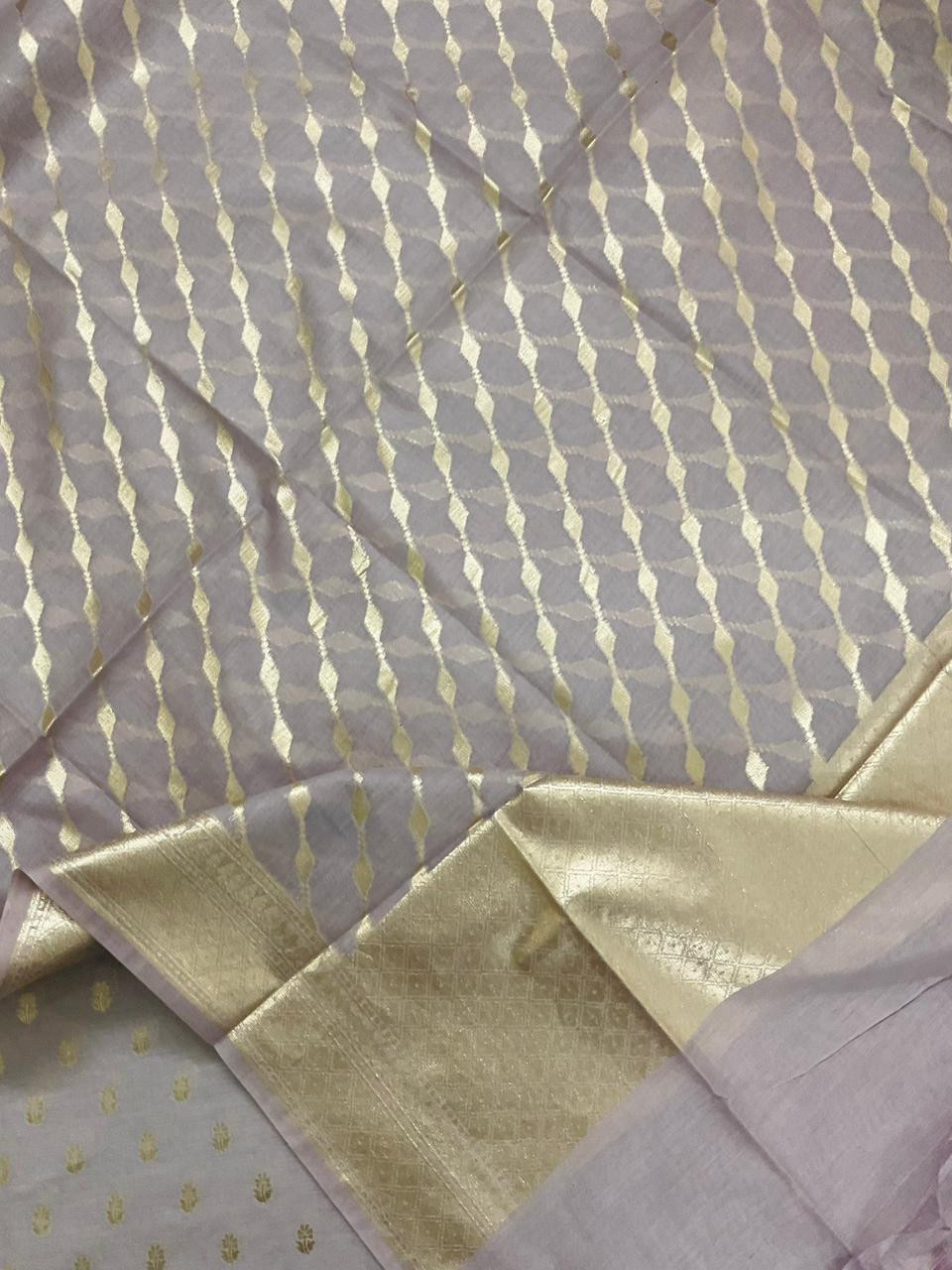 Soft Chanderi Banarasi Weaved Suit - Lilac
