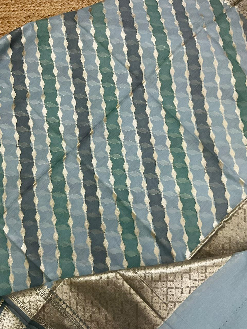 Soft Chanderi Banarasi Weaved Suit - Grey