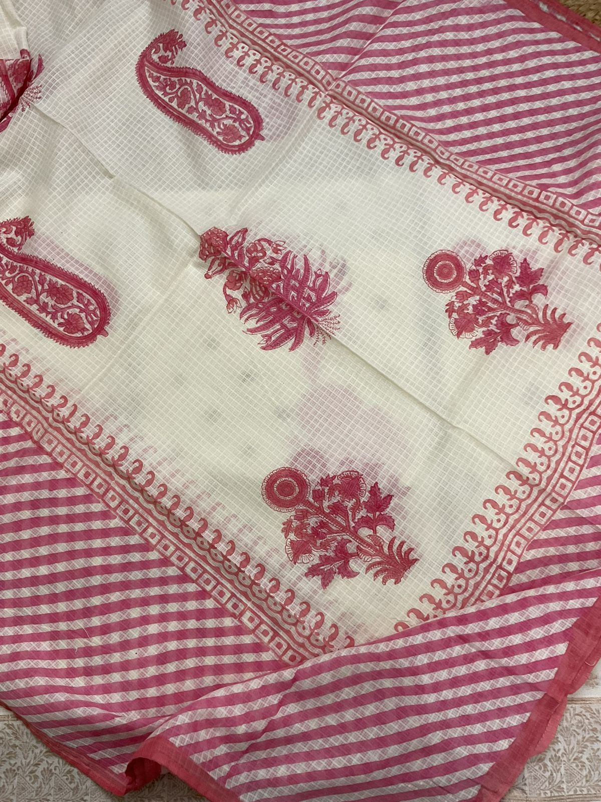 Pure Fine Cotton Silk Banarasi Weaved Embroidered Suit - Off White