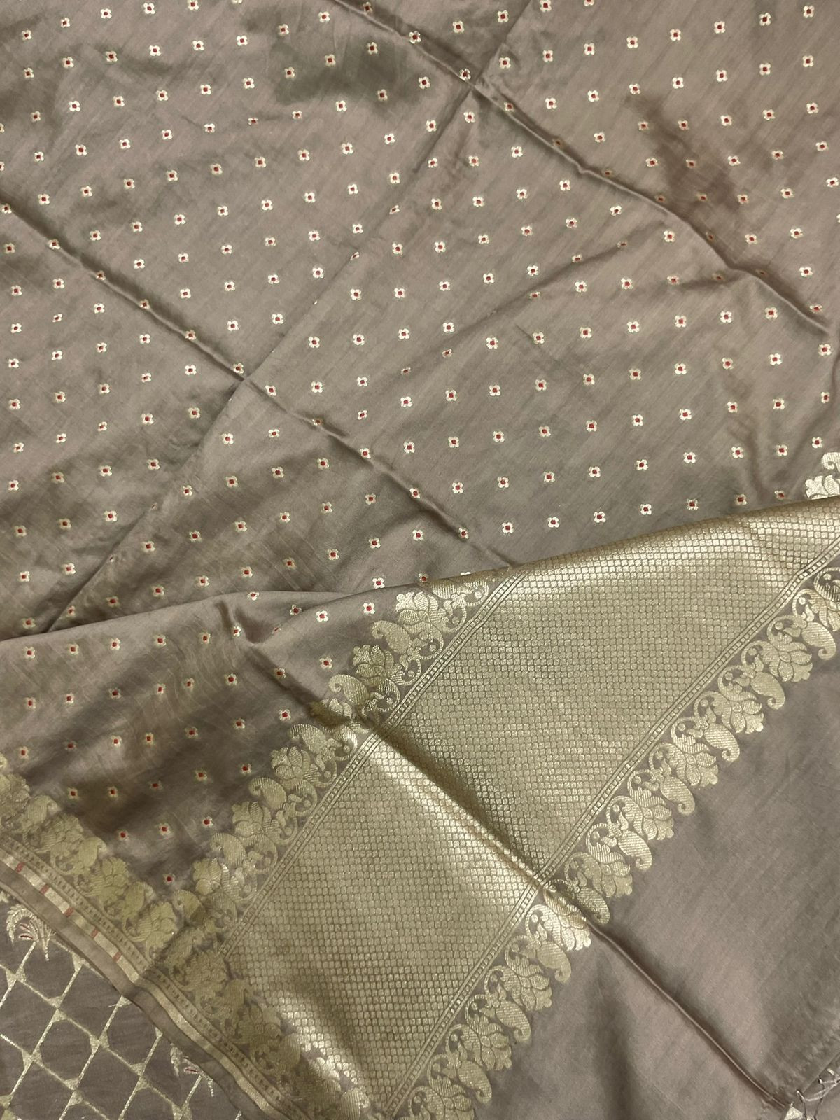 Pure Chanderi Silk Banarasi Weaved Suit - Beige