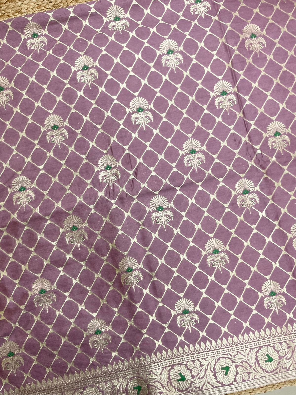 Pure Chanderi Silk Banarasi Weaved Suit - Mauve