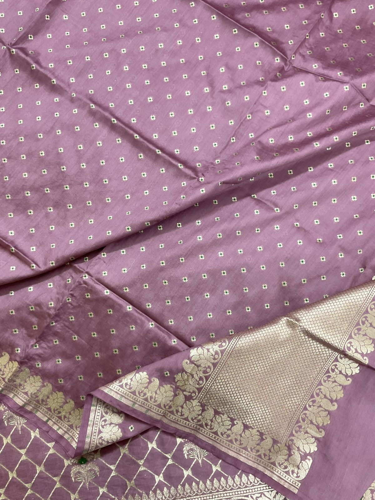 Pure Chanderi Silk Banarasi Weaved Suit - Mauve