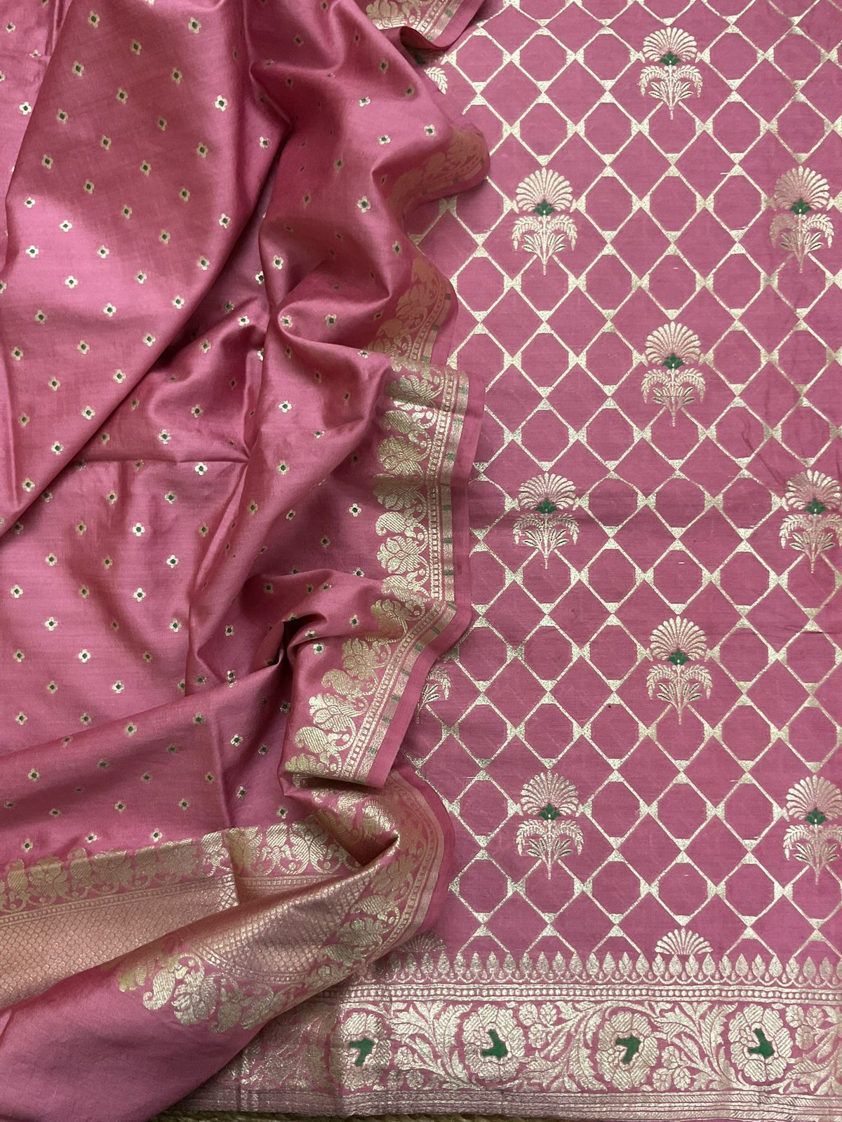 Pure Chanderi Silk Banarasi Weaved Suit - Pink
