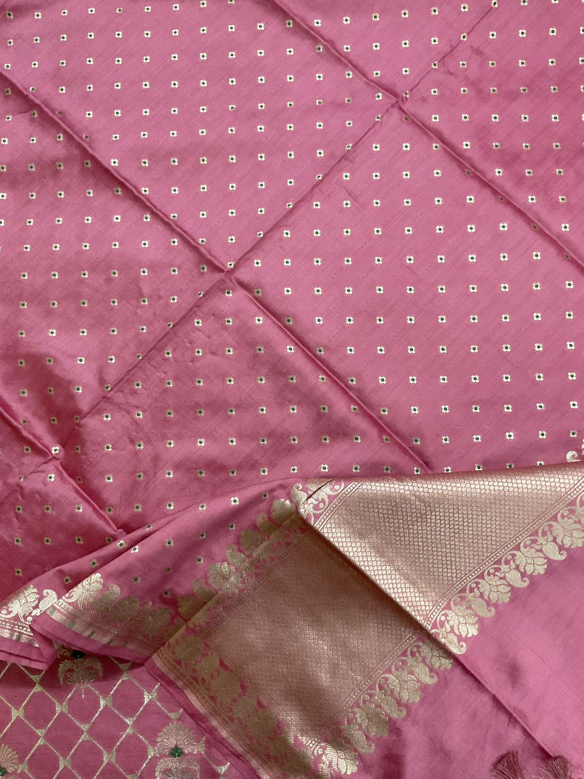 Pure Chanderi Silk Banarasi Weaved Suit - Pink