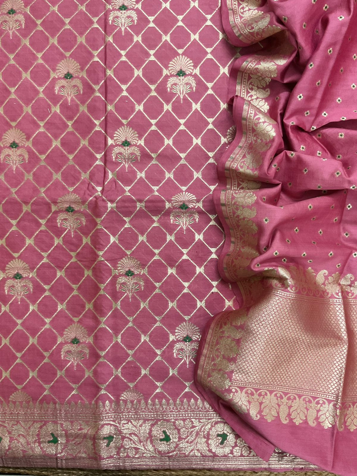 Pure Chanderi Silk Banarasi Weaved Suit - Pink