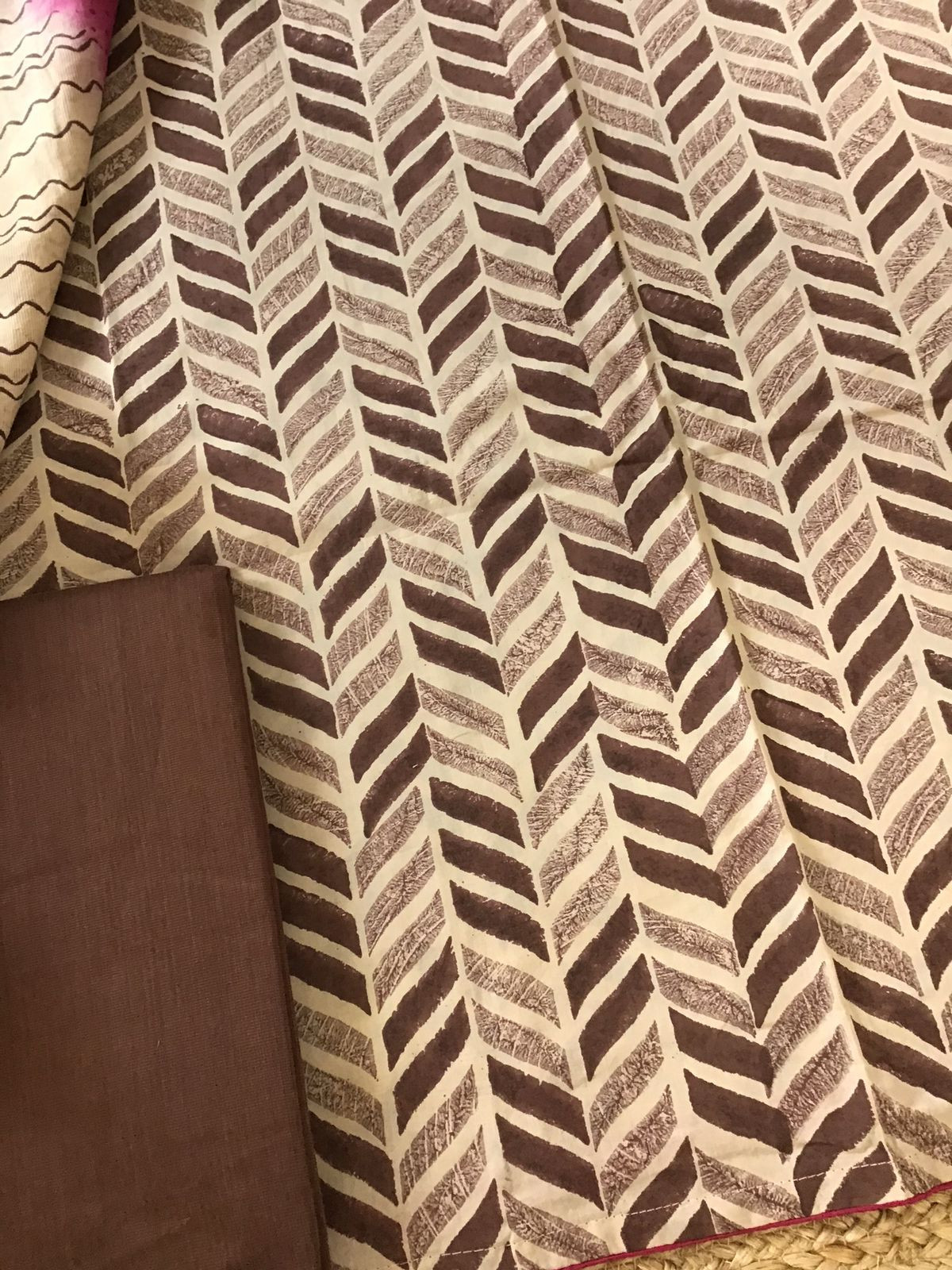 Pure Cotton Printed Suit - Brown