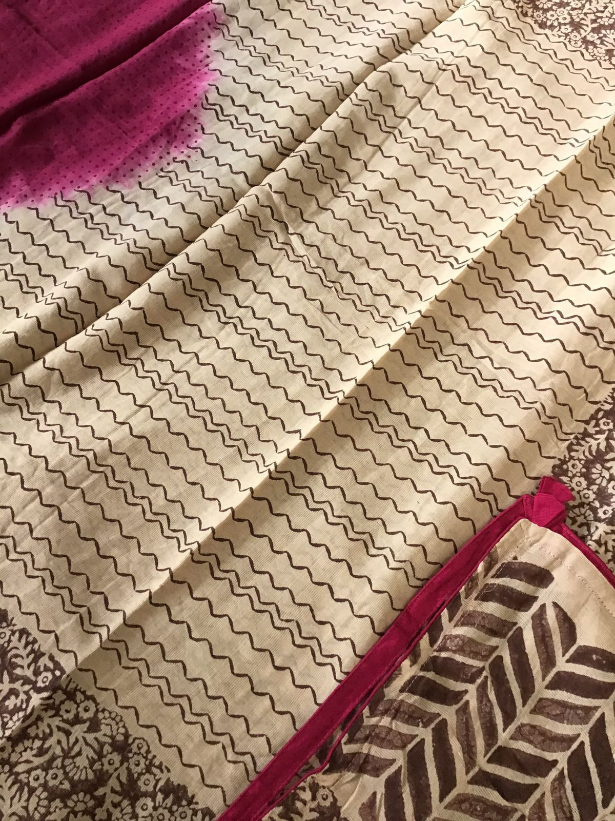 Pure Cotton Printed Suit - Brown