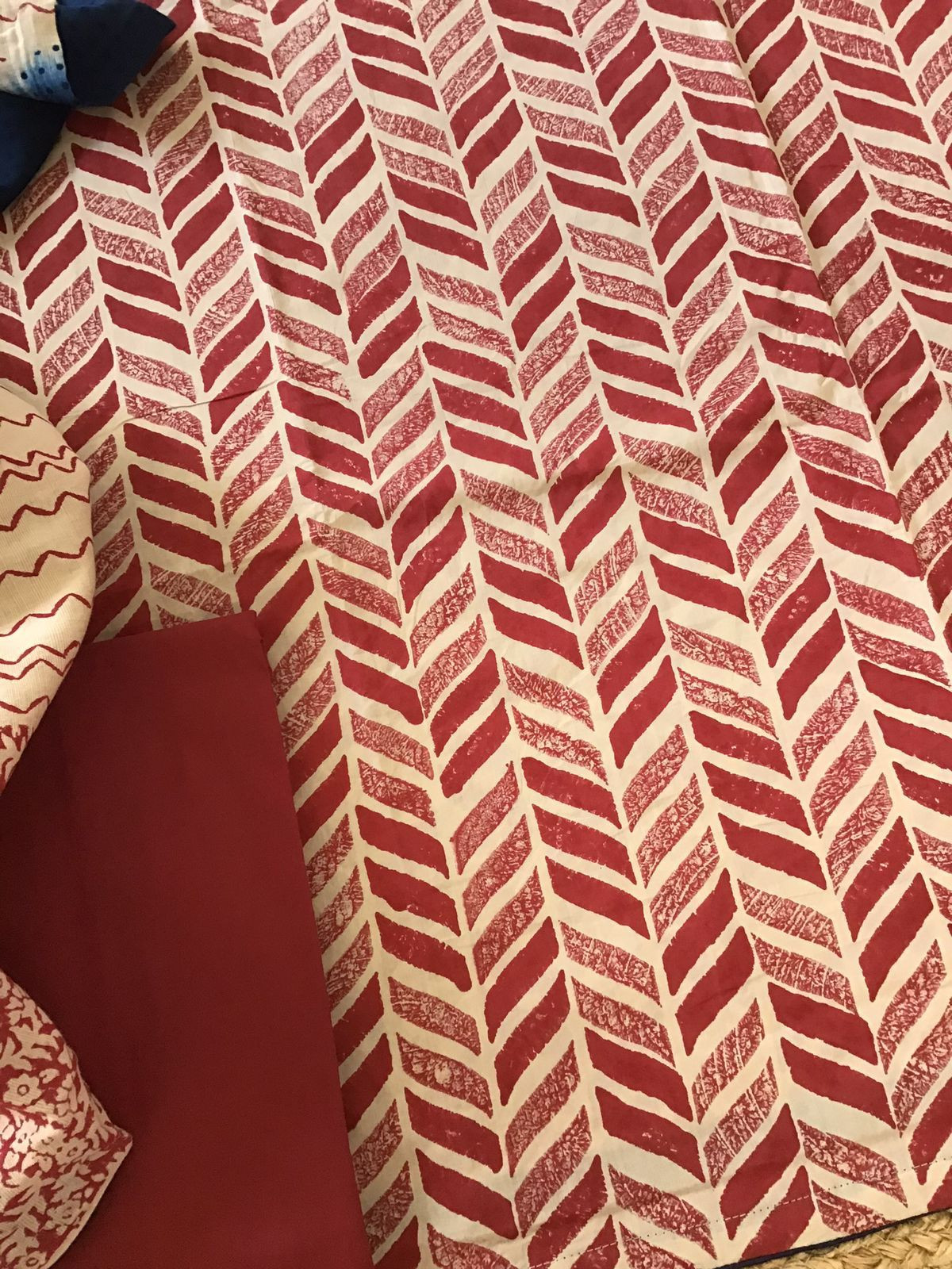 Pure Cotton Printed Suit - Red