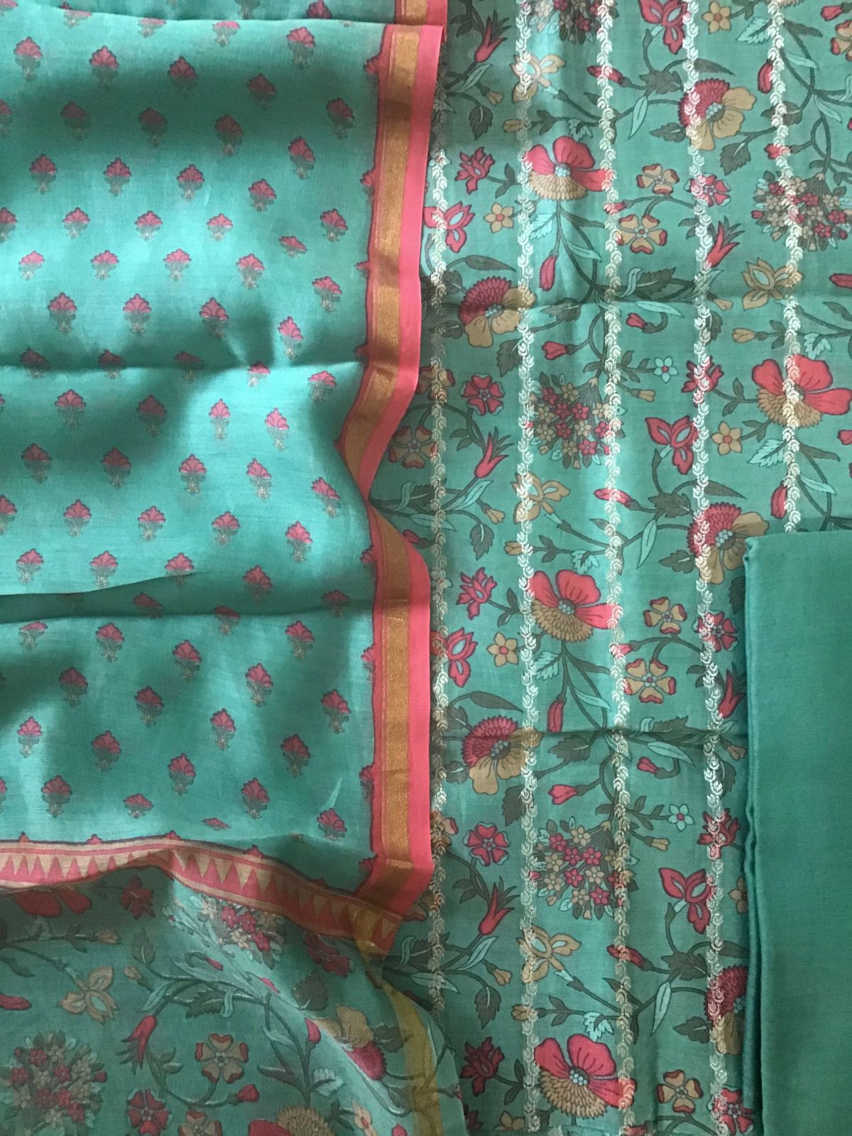 Pure Maheshwari Printed Banarasi Weaved Suit - Green