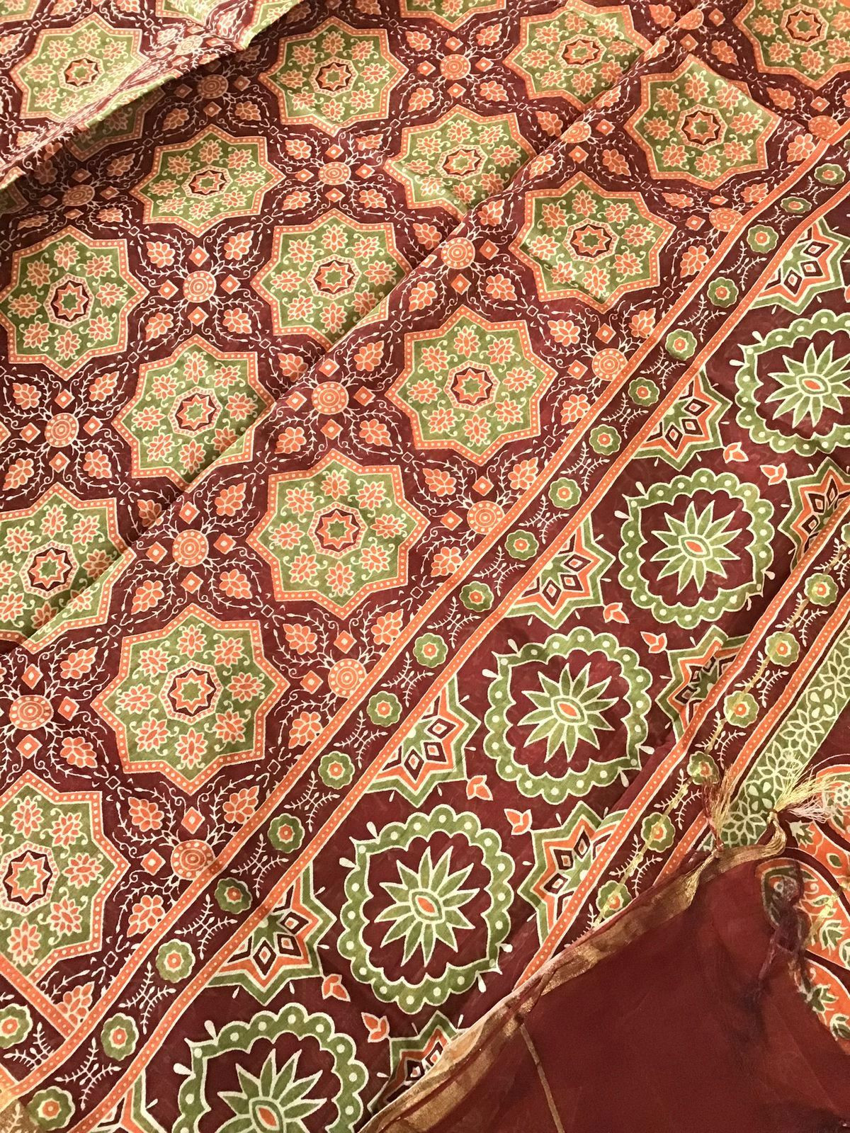 Soft Chanderi Printed Embroidered Suit - Green