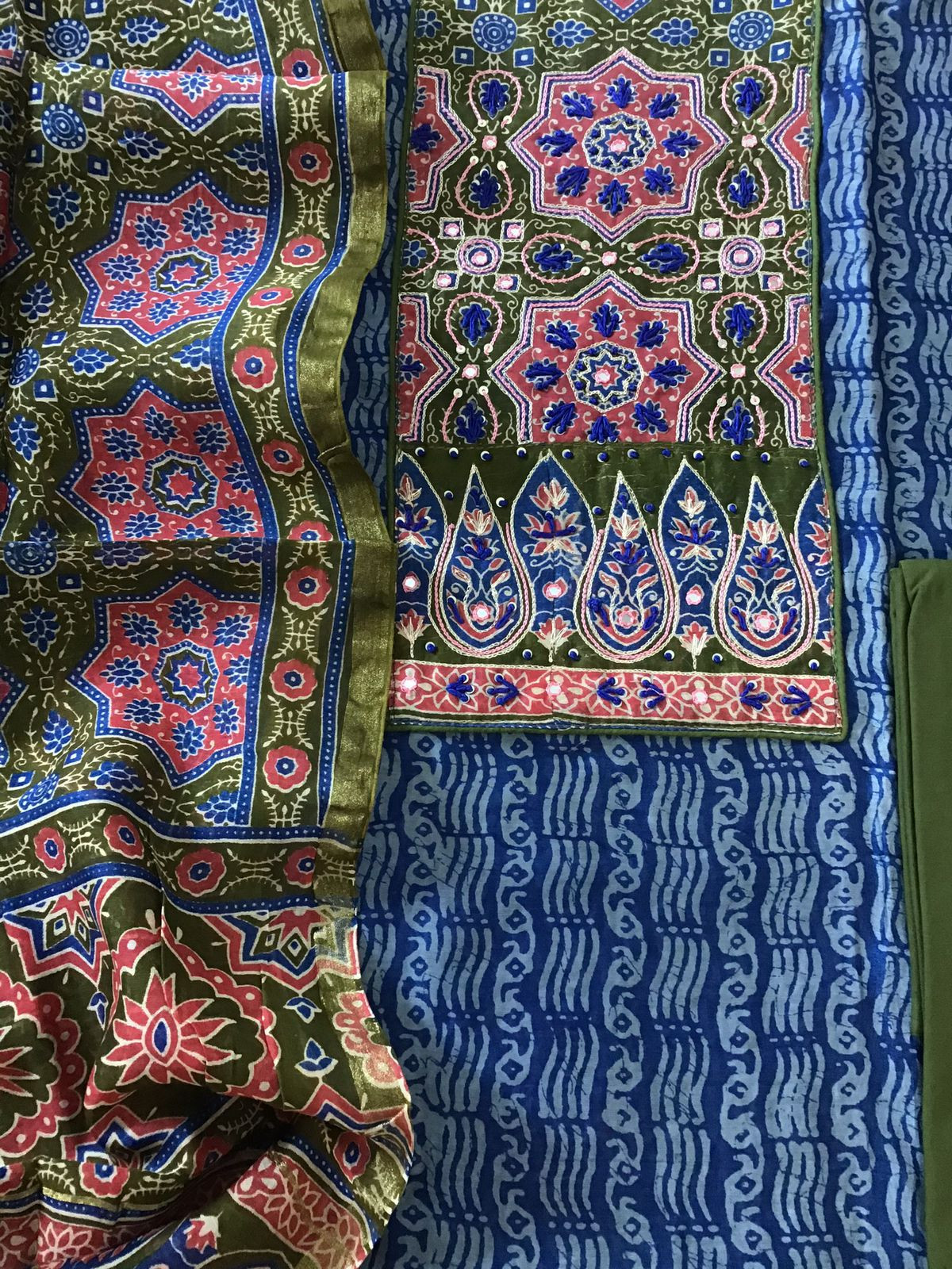 Soft Chanderi Printed Embroidered Suit - Blue