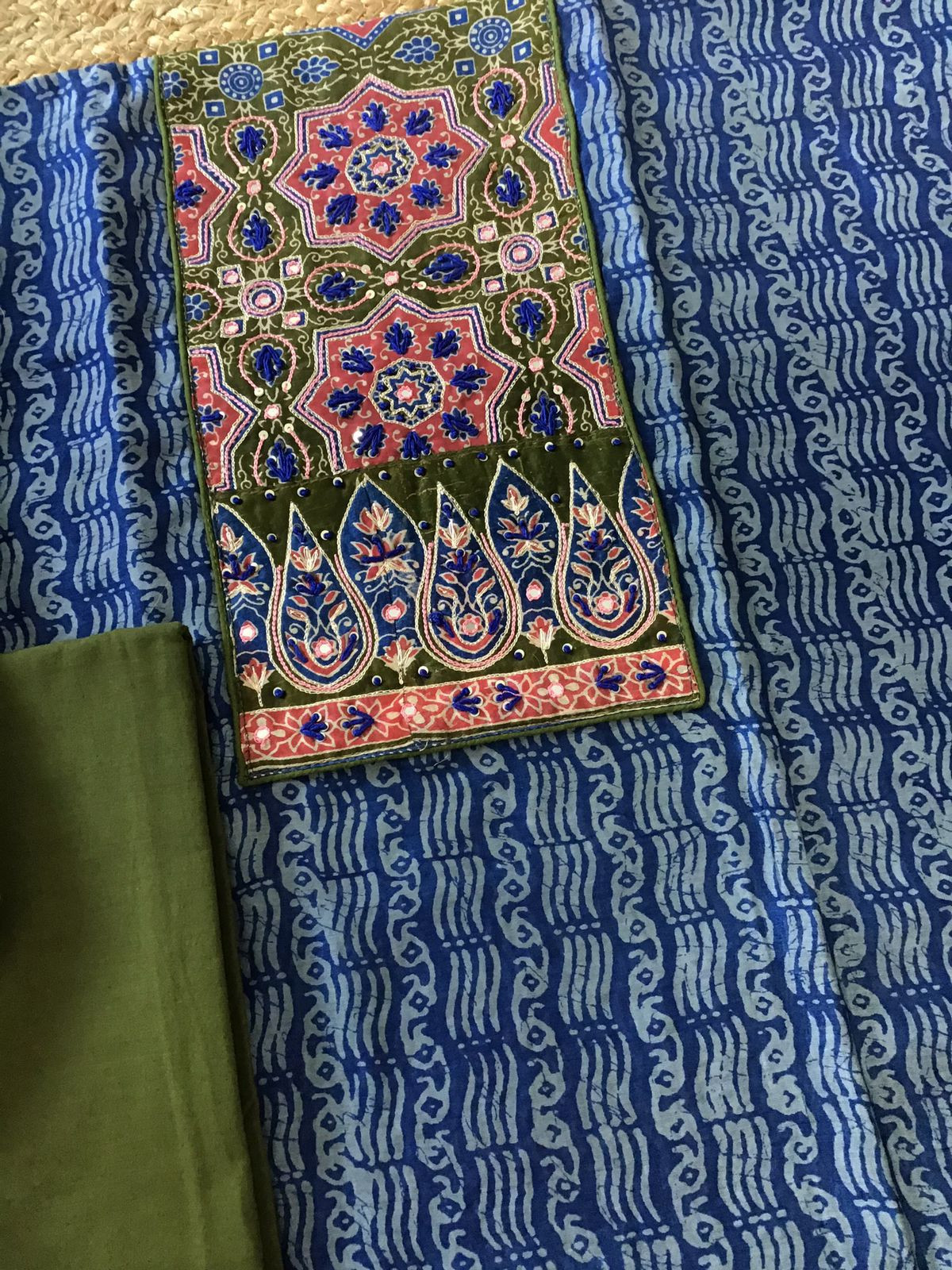 Soft Chanderi Printed Embroidered Suit - Blue