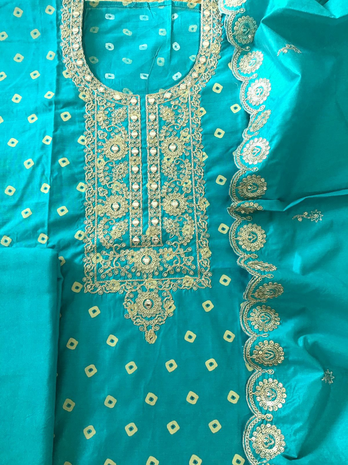 Soft Silk Printed Embroidered Suit - Blue