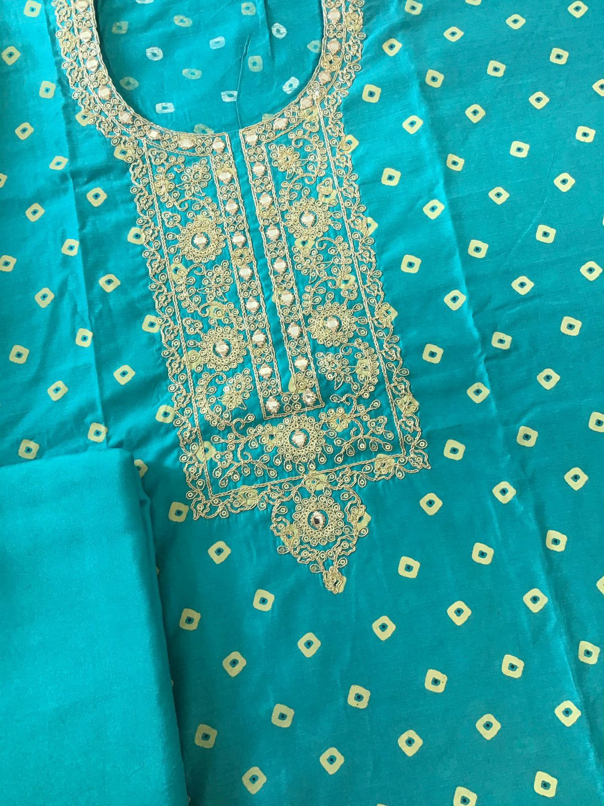 Soft Silk Printed Embroidered Suit - Blue