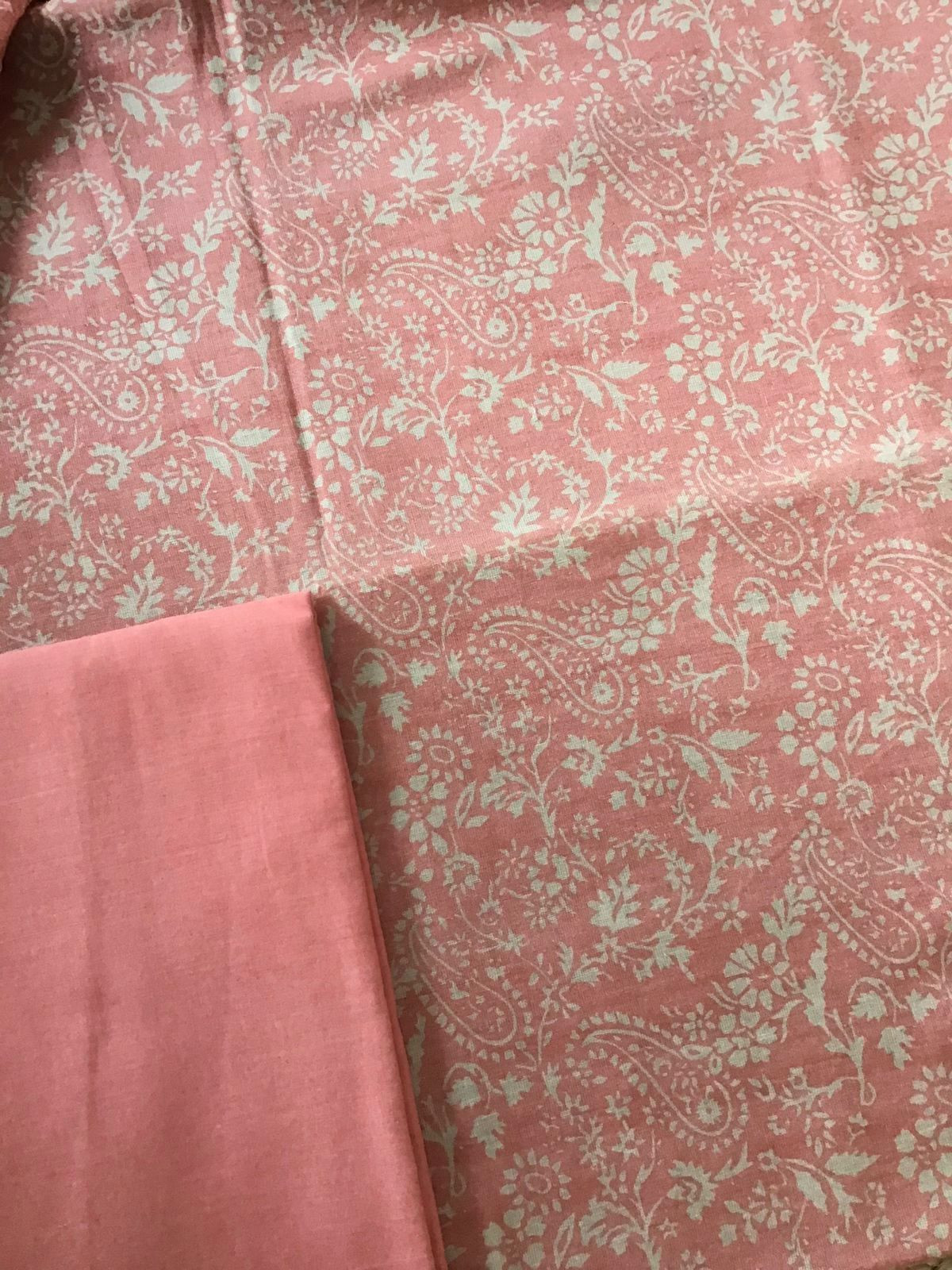 Pure Jute Cotton Silk Printed Embroidered Suit - Peach