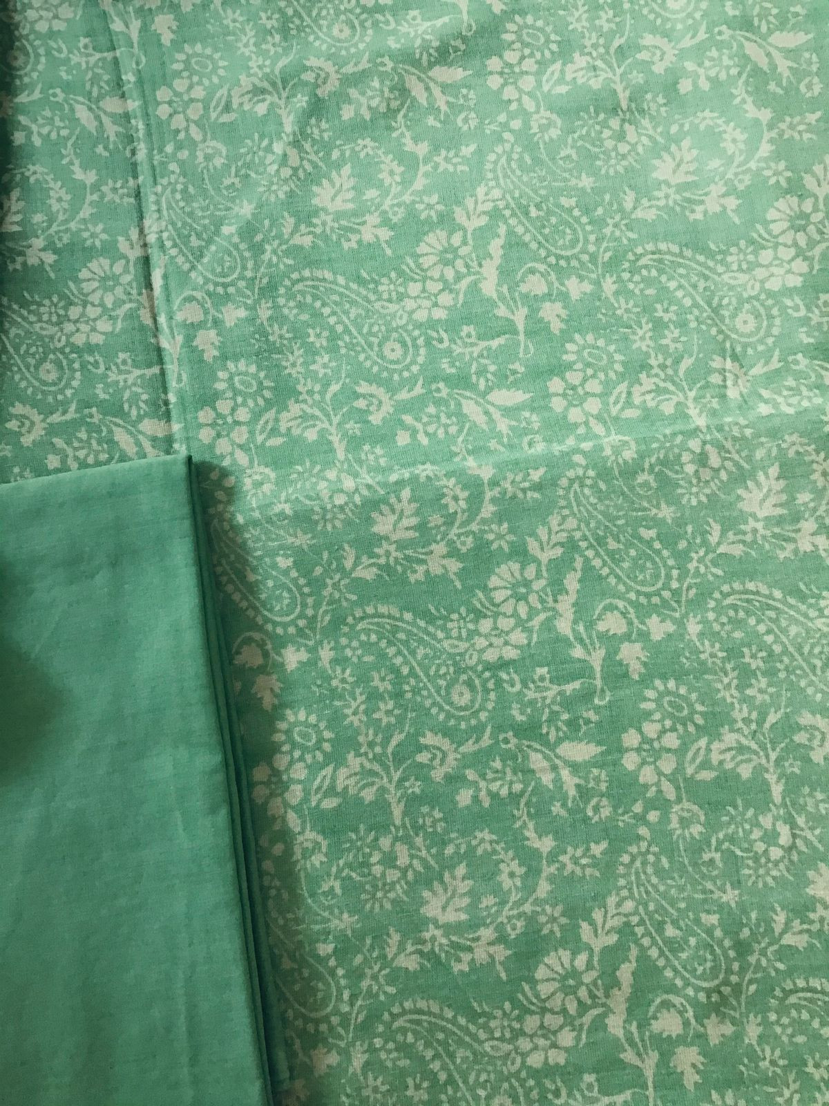 Pure Jute Cotton Silk Printed Embroidered Suit - Green