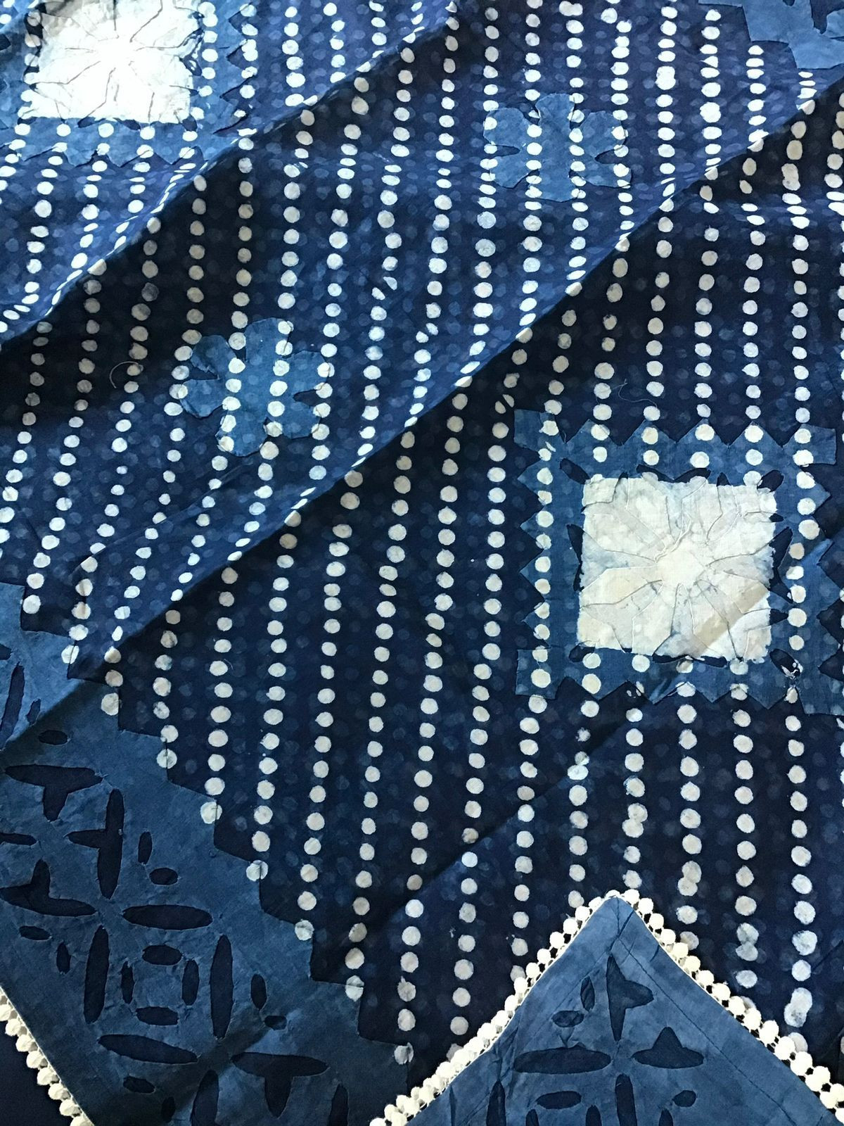 Pure Cotton Batik Printed Applique Work Suit - Blue