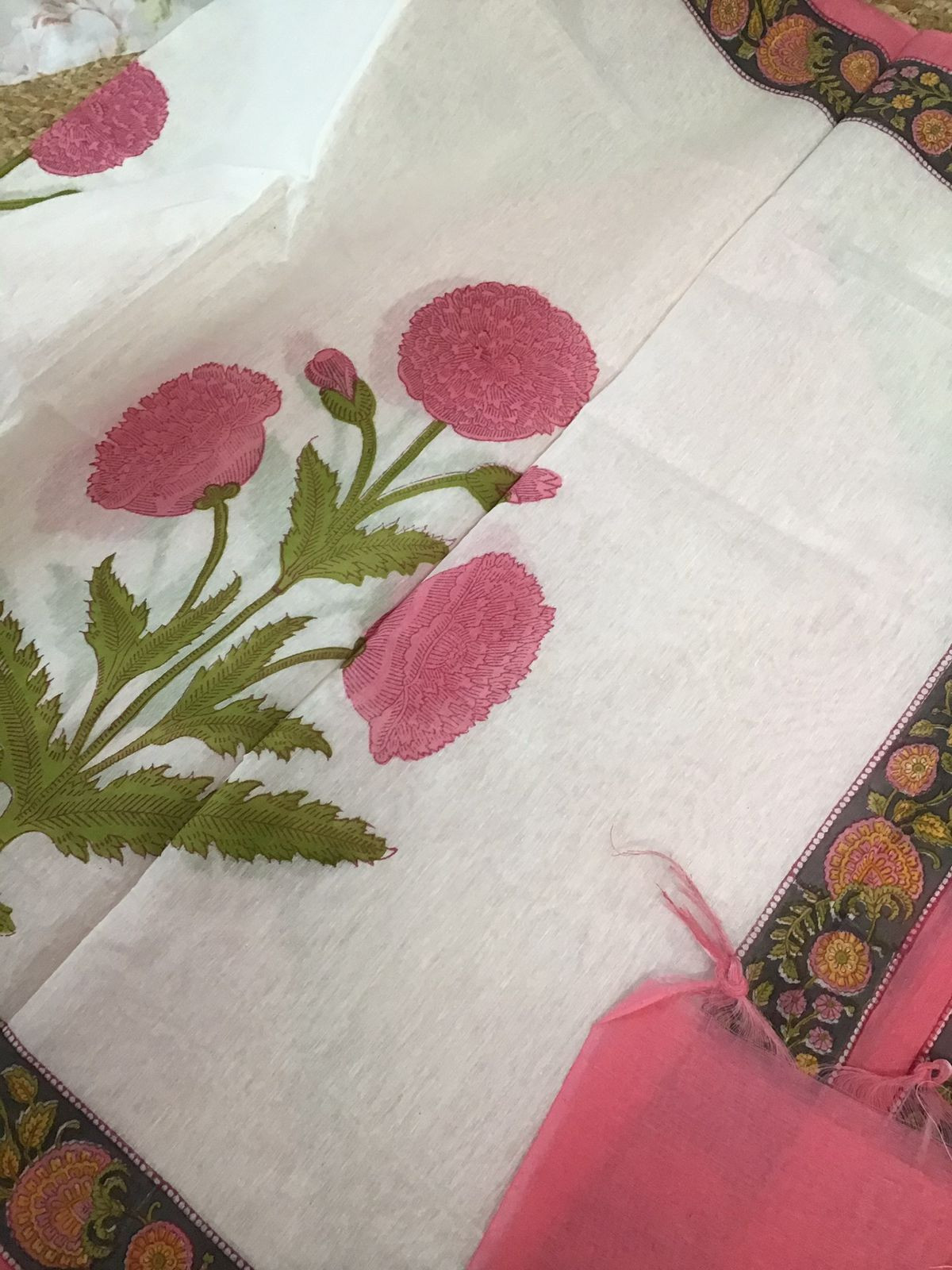 Soft Chanderi Printed Embroidered Suit - Pink