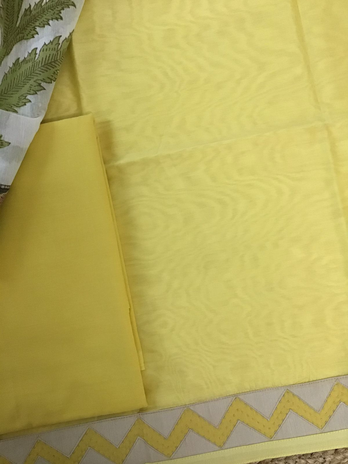 Soft Chanderi Printed Embroidered Suit - Yellow
