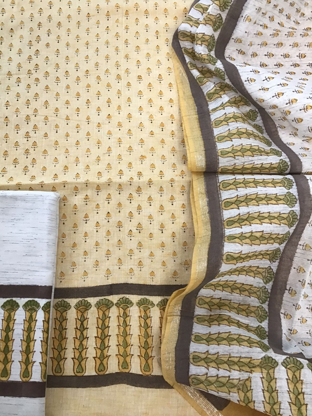 Pure Soft Khadi Cotton Printed Suit - Yellow