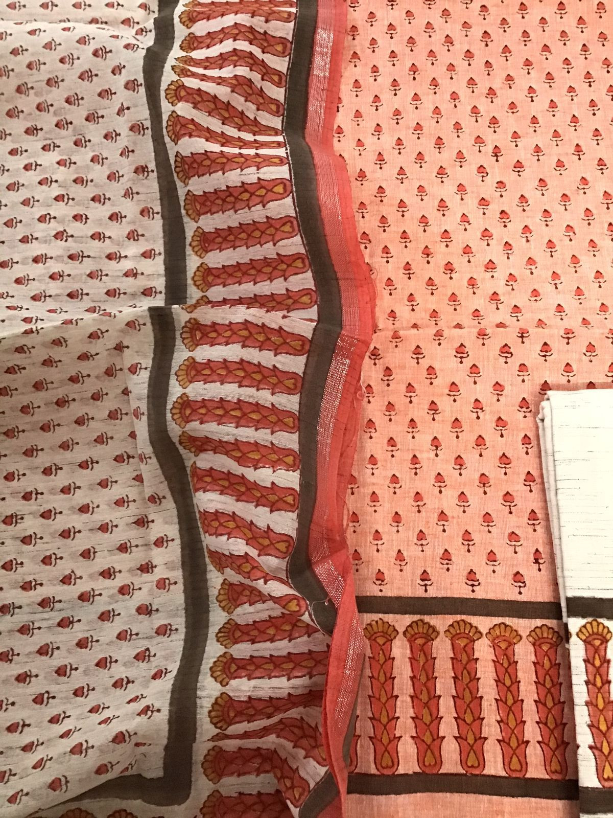 Pure Soft Khadi Cotton Printed Suit - Peach