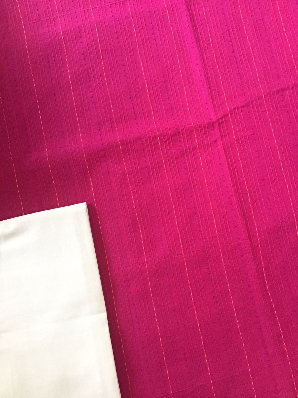 Pure Handloom Cotton Printed Embroidered Suit - Pink