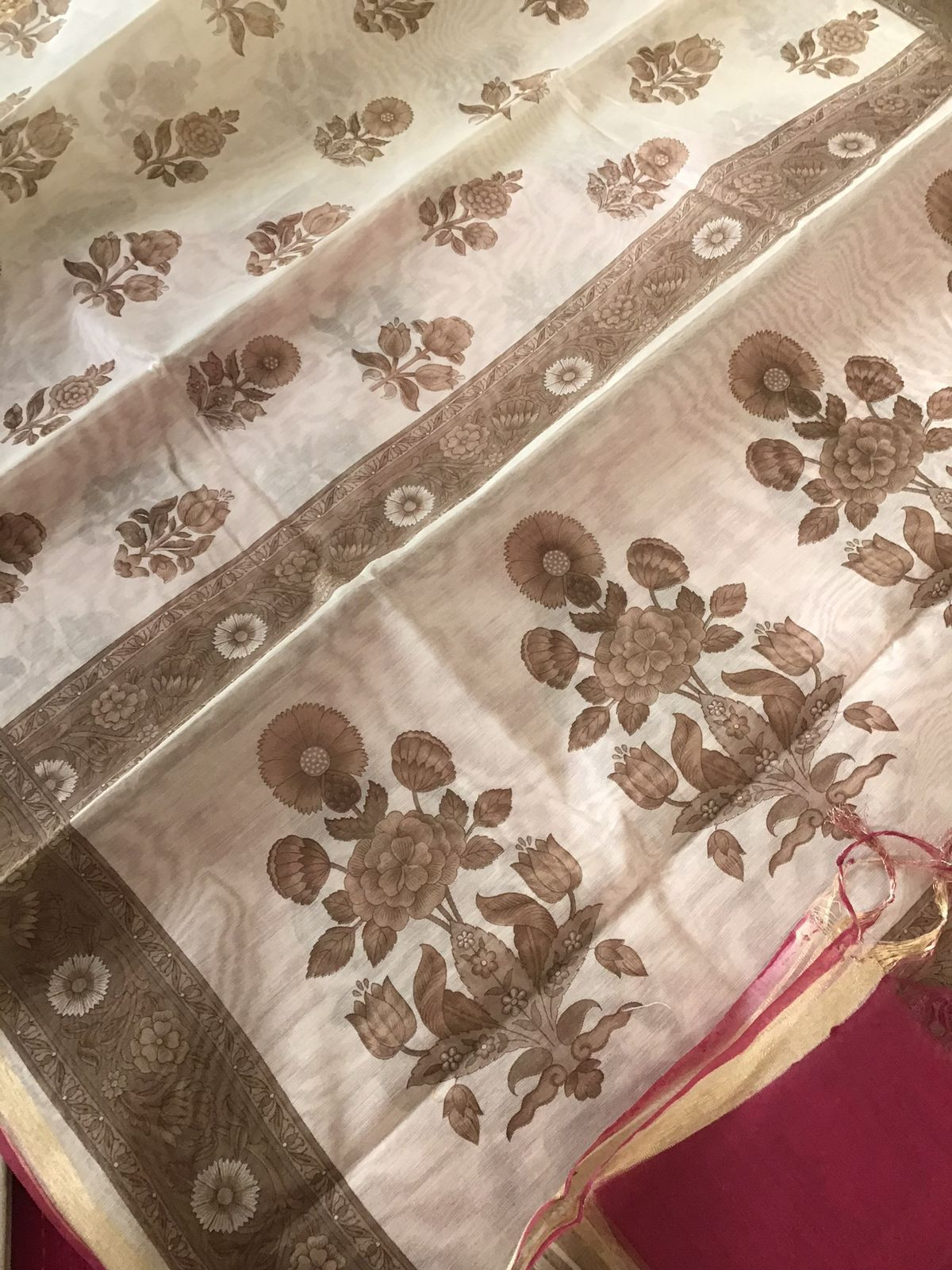 Pure Handloom Cotton Printed Embroidered Suit - Pink