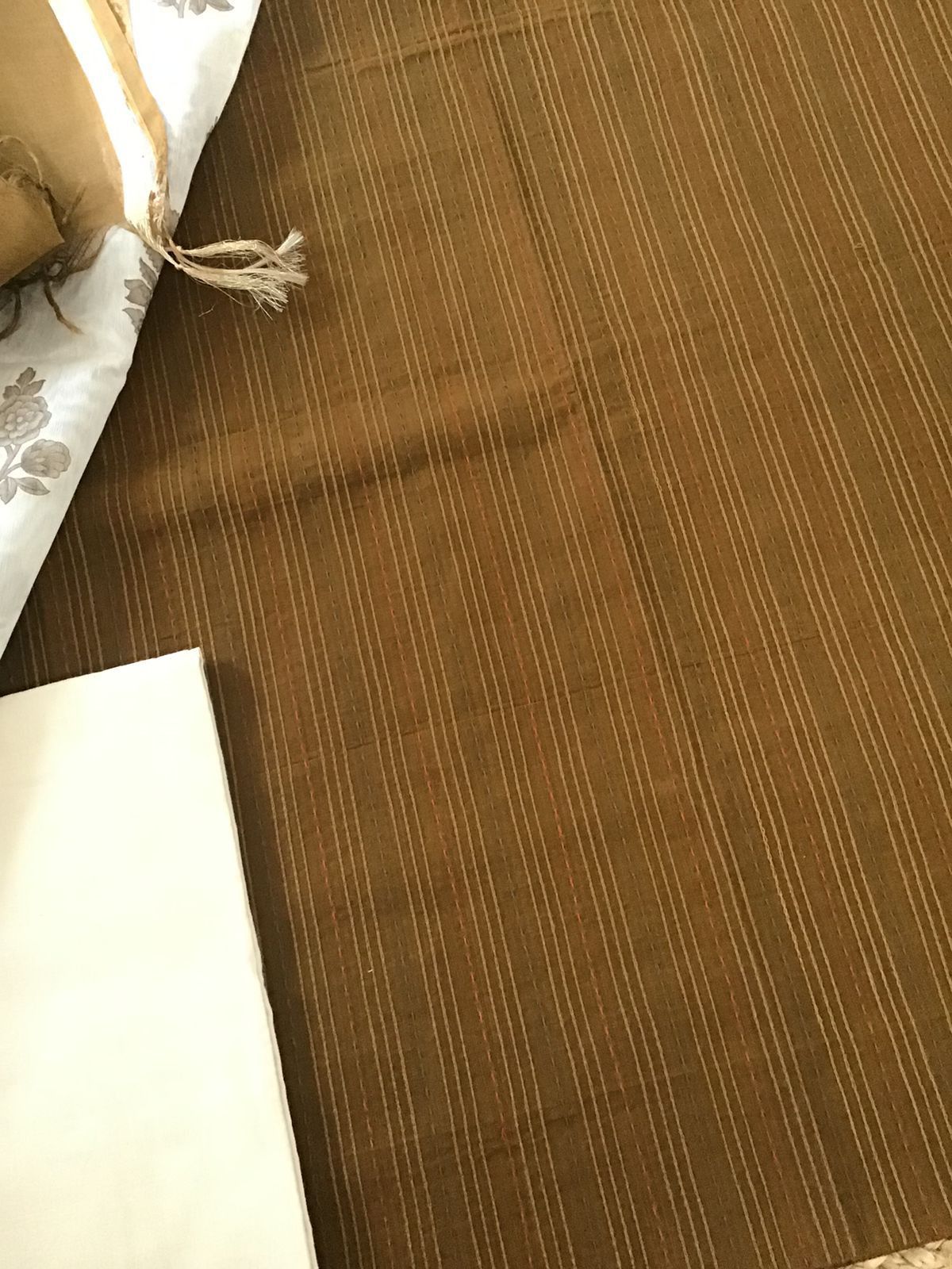 Pure Handloom Cotton Printed Embroidered Suit - Brown