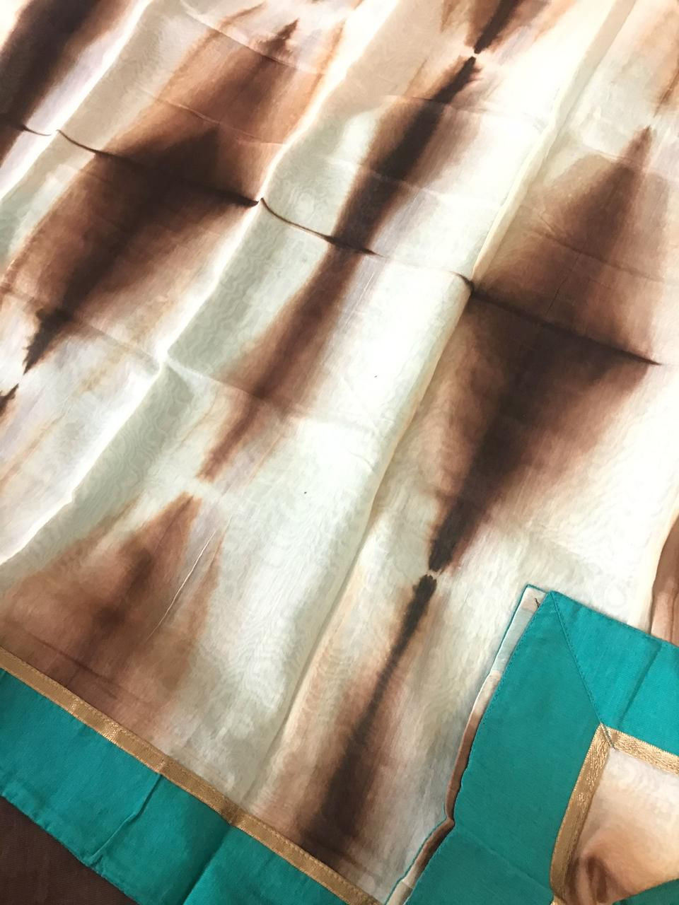 Pure Cotton Silk Printed Embroidered Suit - Blue