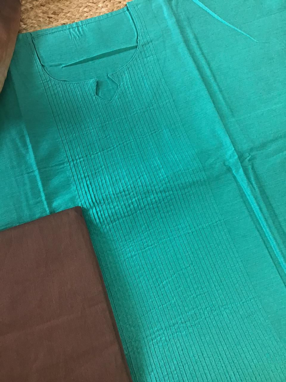 Pure Cotton Silk Printed Embroidered Suit - Blue