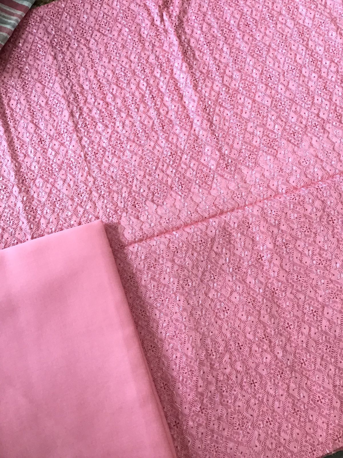 Pure Jaam Cotton Printed Embroidered Suit - Pink