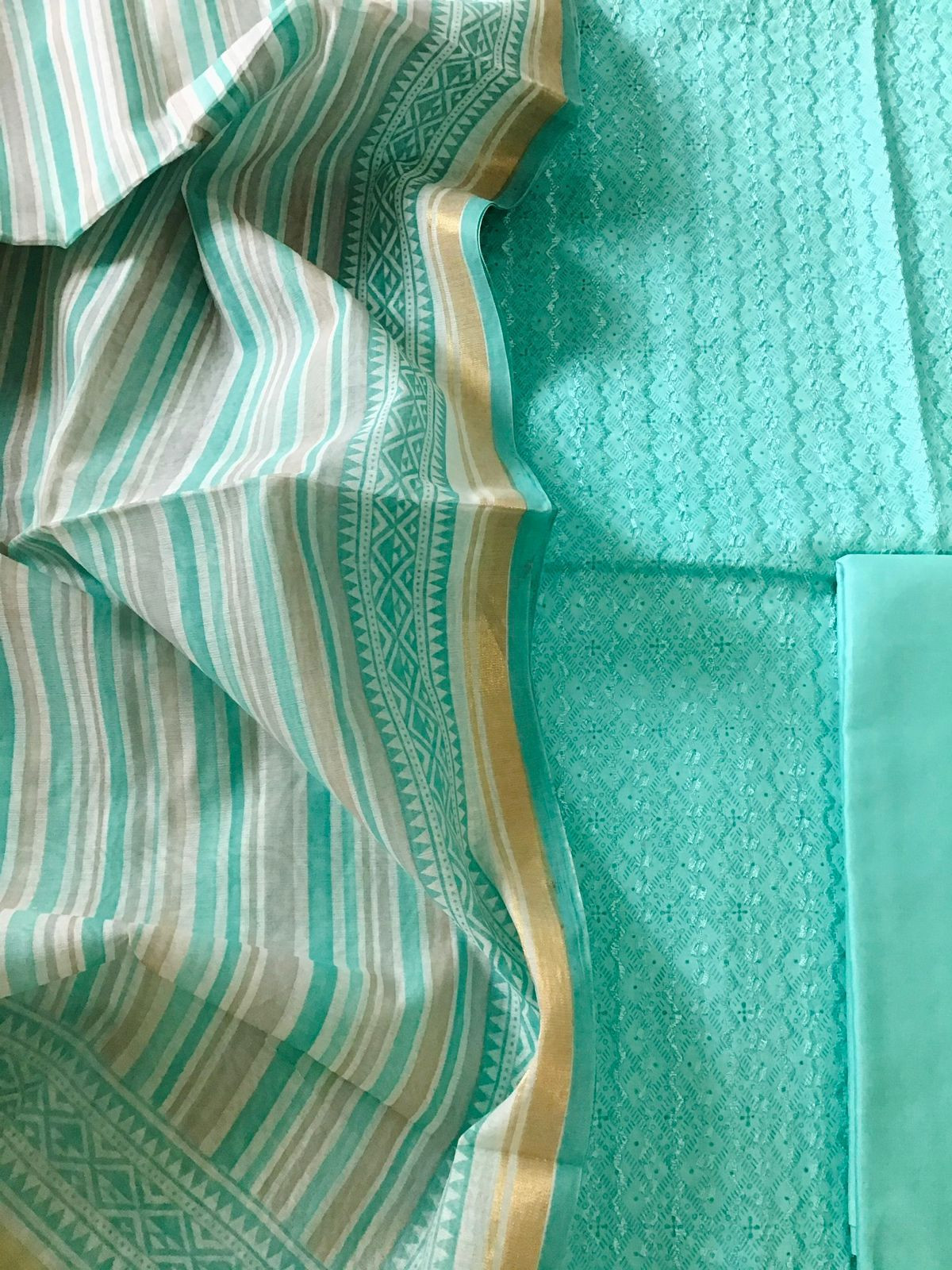 Pure Jaam Cotton Printed Embroidered Suit - Blue