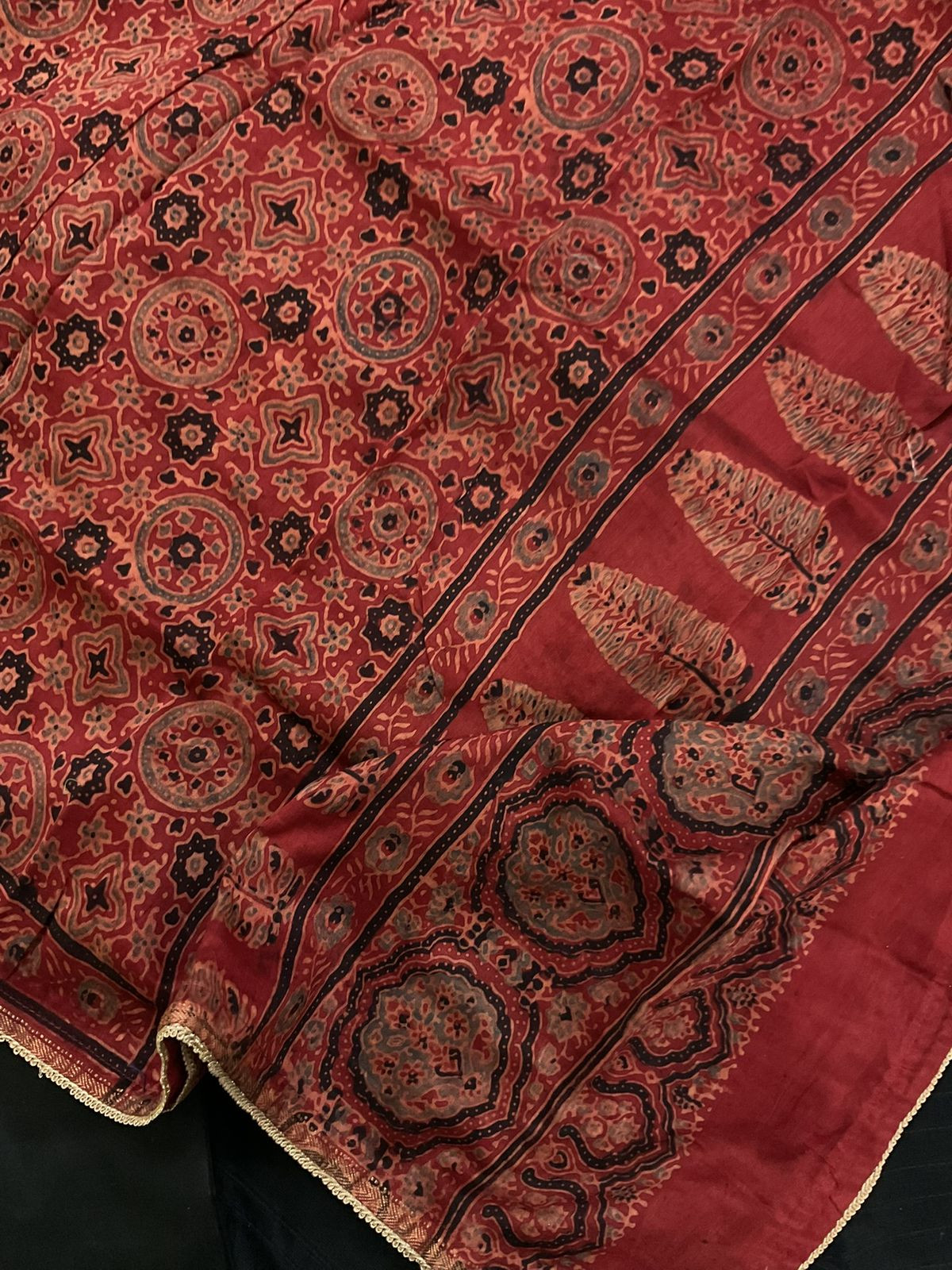 Pure Cotton Silk Printed Embroidered Suit - Black