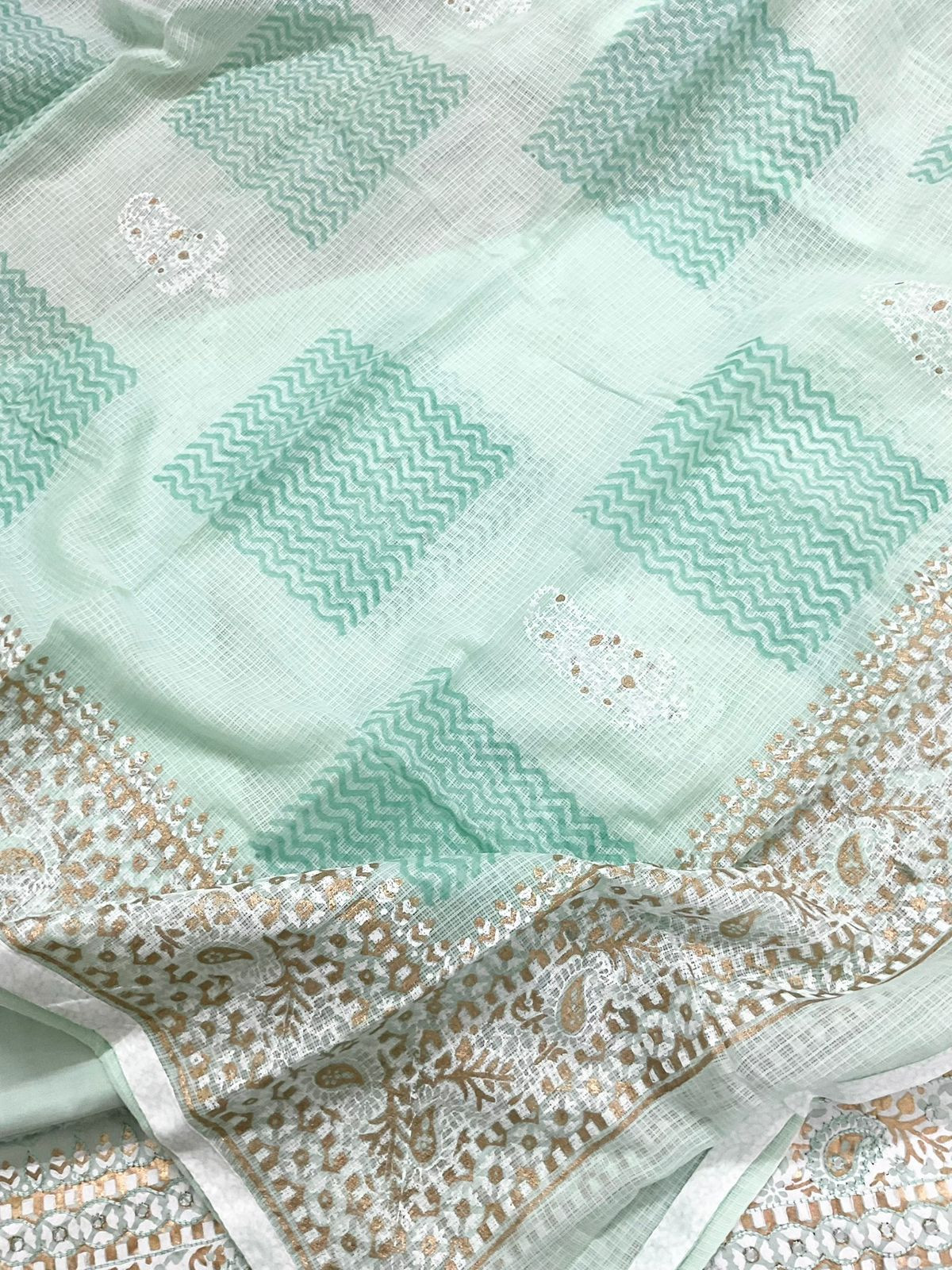 Pure Jaam Cotton Printed Embroidered Suit - Sea Green