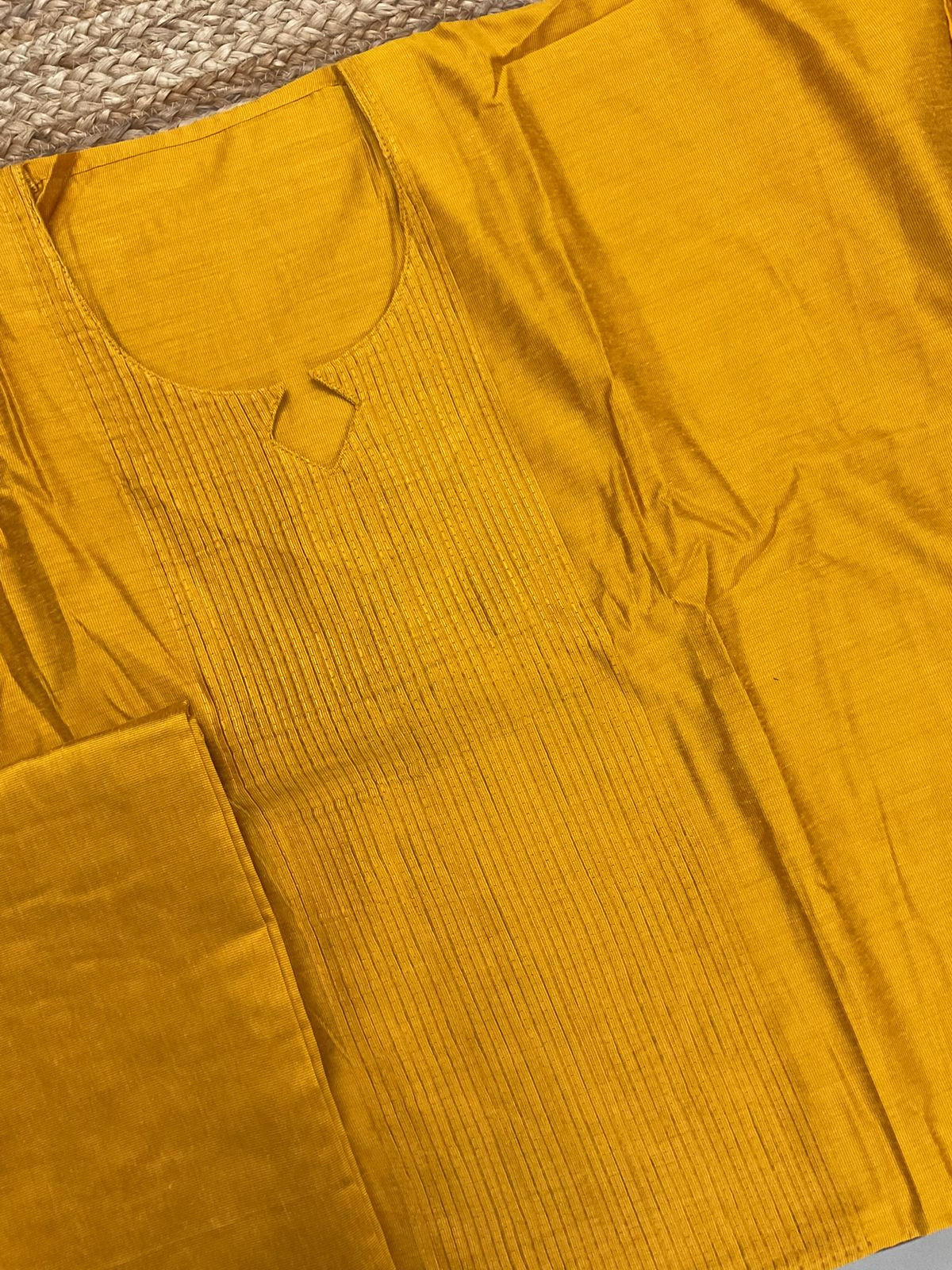 Pure Cotton Silk Printed Embroidered Suit - Yellow