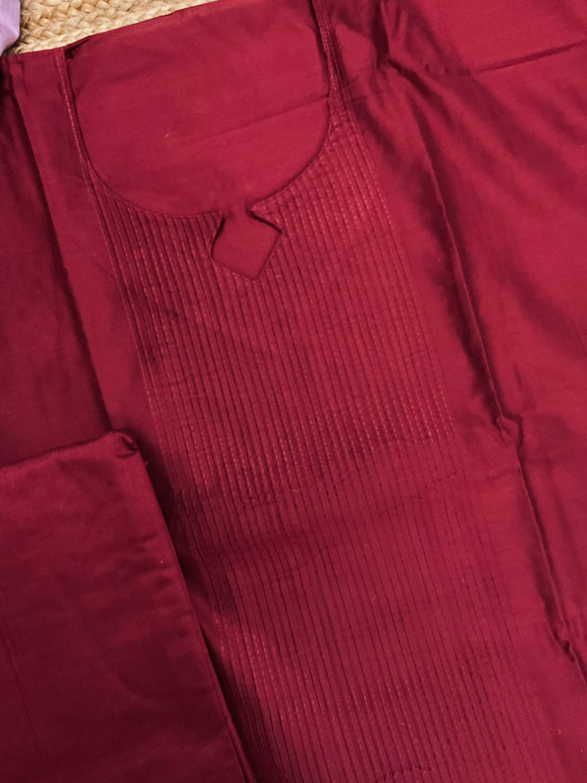 Pure Cotton Silk Printed Embroidered Suit - Maroon
