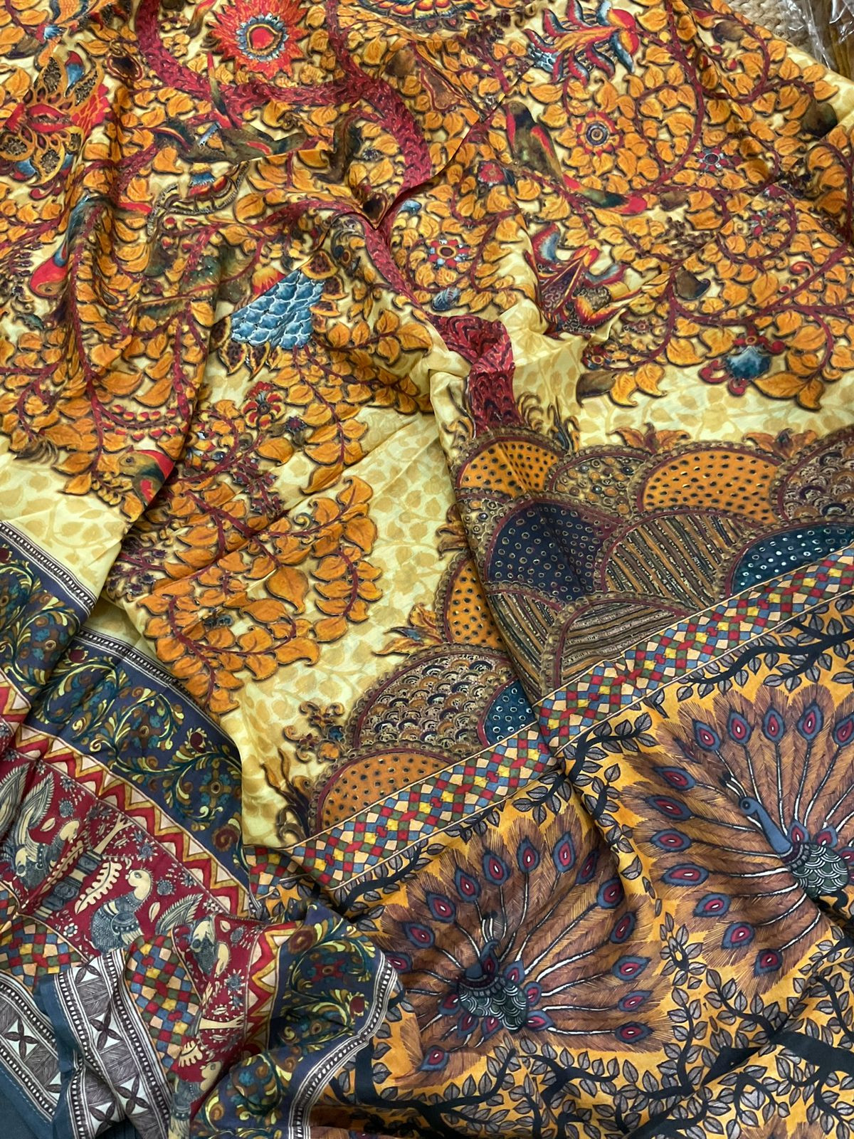 Pure Cotton Silk Printed Embroidered Suit - Grey