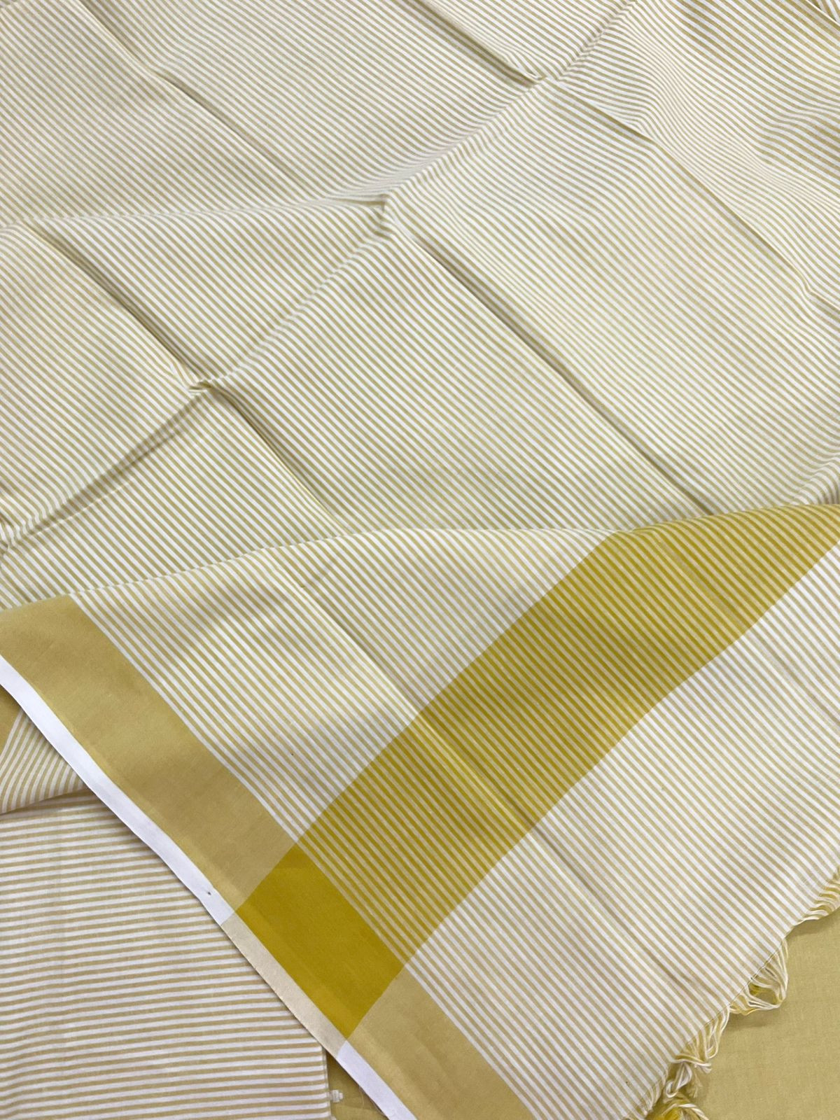 Pure Handloom Cotton Self Weaved Suit - Yellow