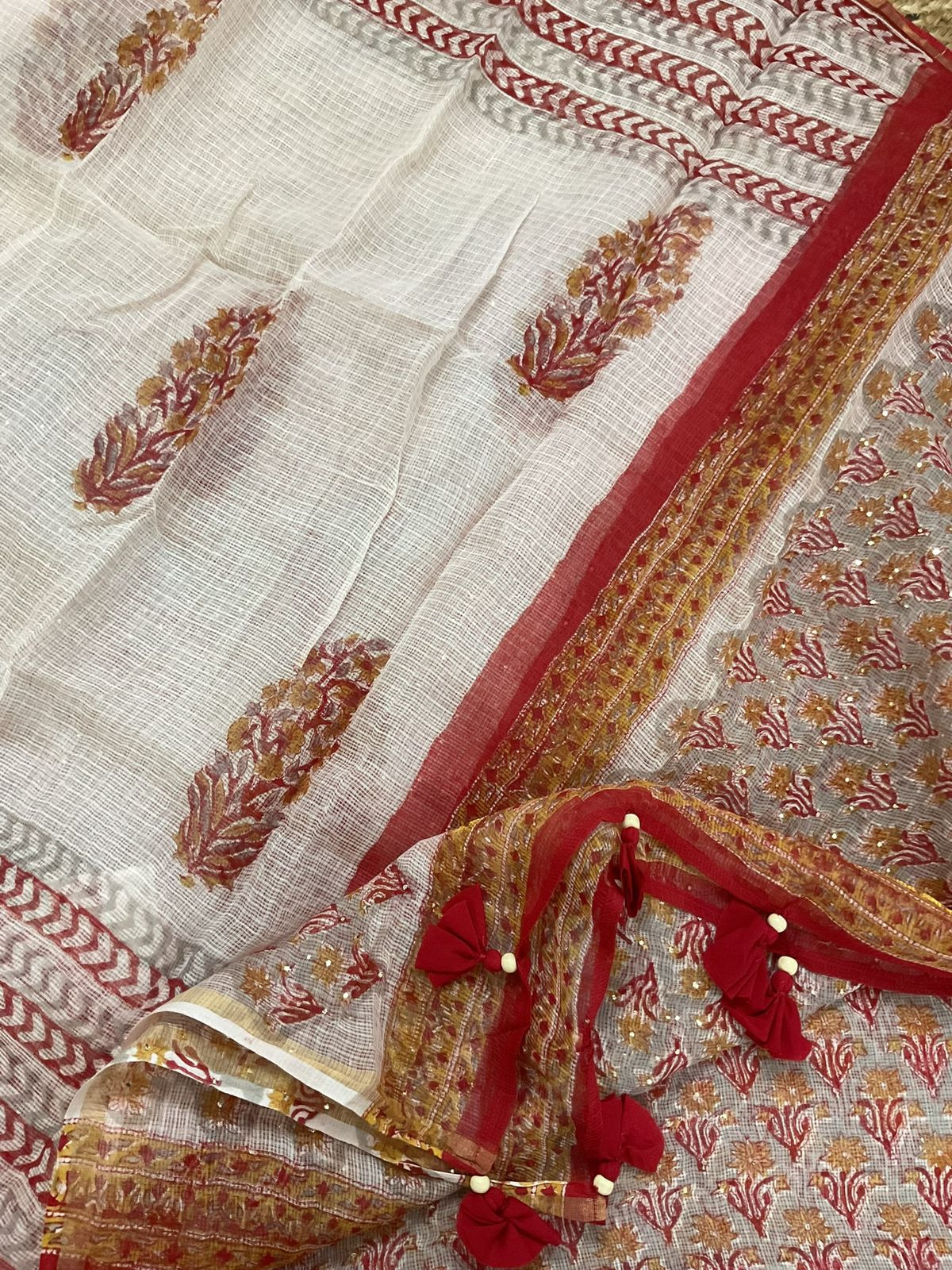 Pure Kota Cotton Block Printed Embroidered Suit - Grey