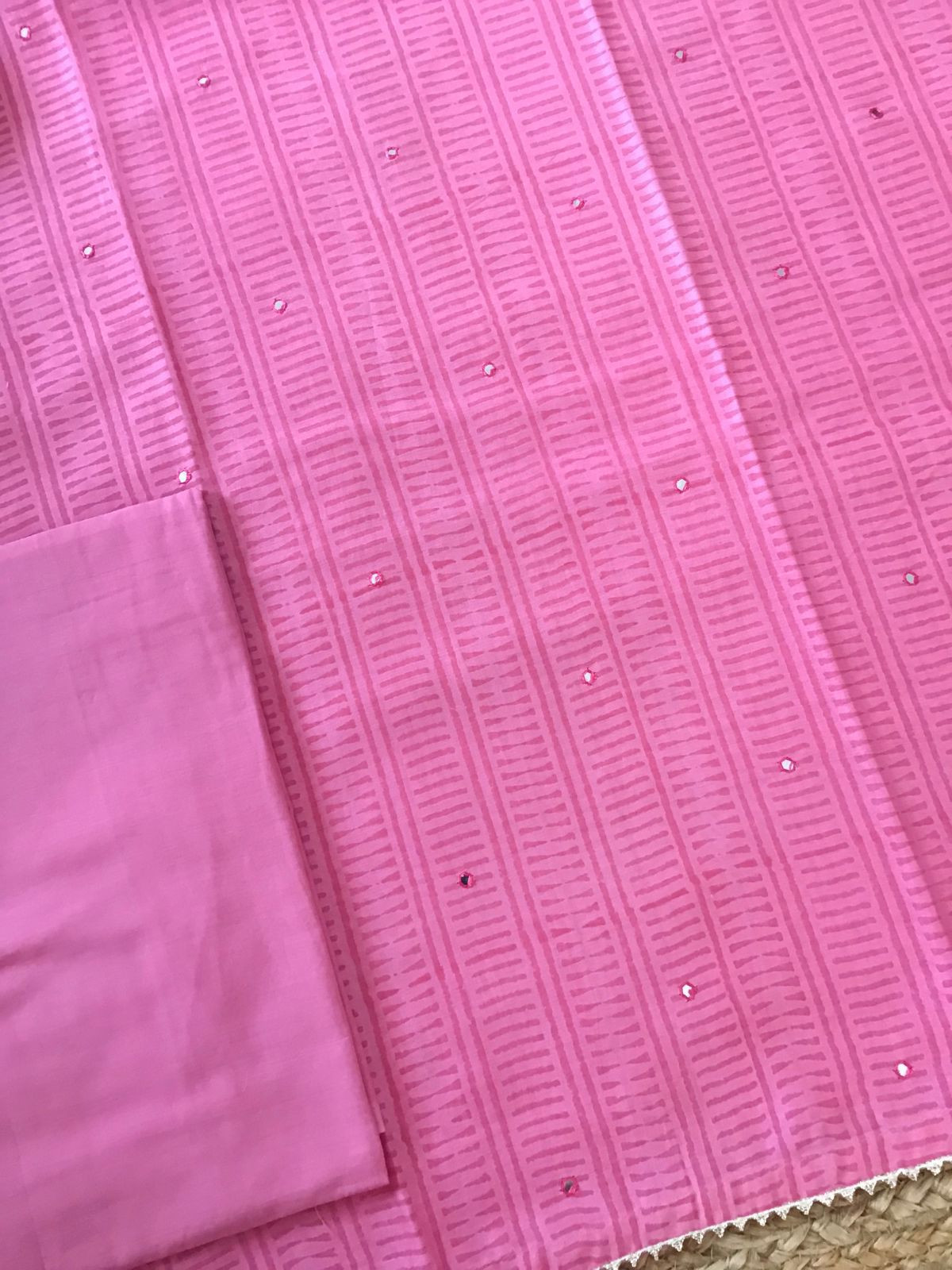 Pure Chanderi Block Printed Embroidered Suit - Pink